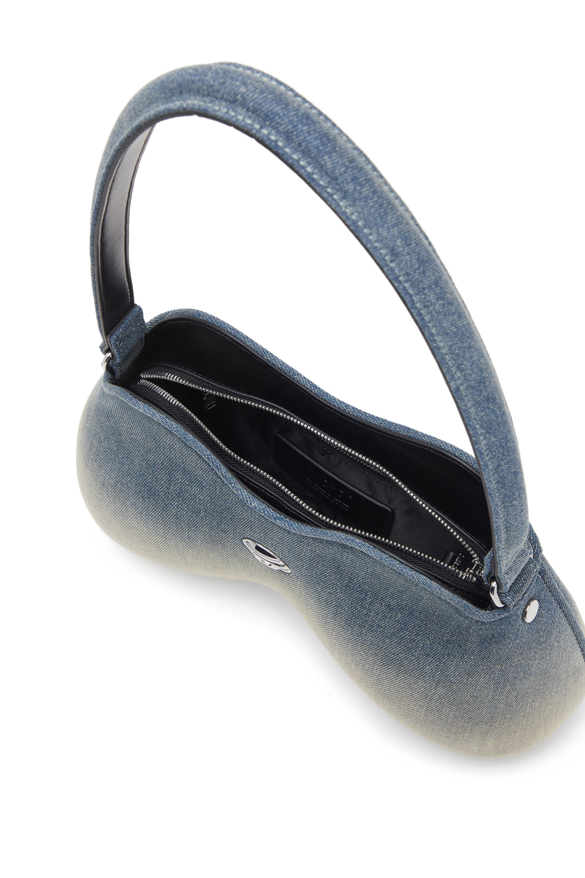 Diesel - DOUBLE-D SHOULDER, Double-D-Borsa da spalla in denim solarizzato Donna in Blu - 4