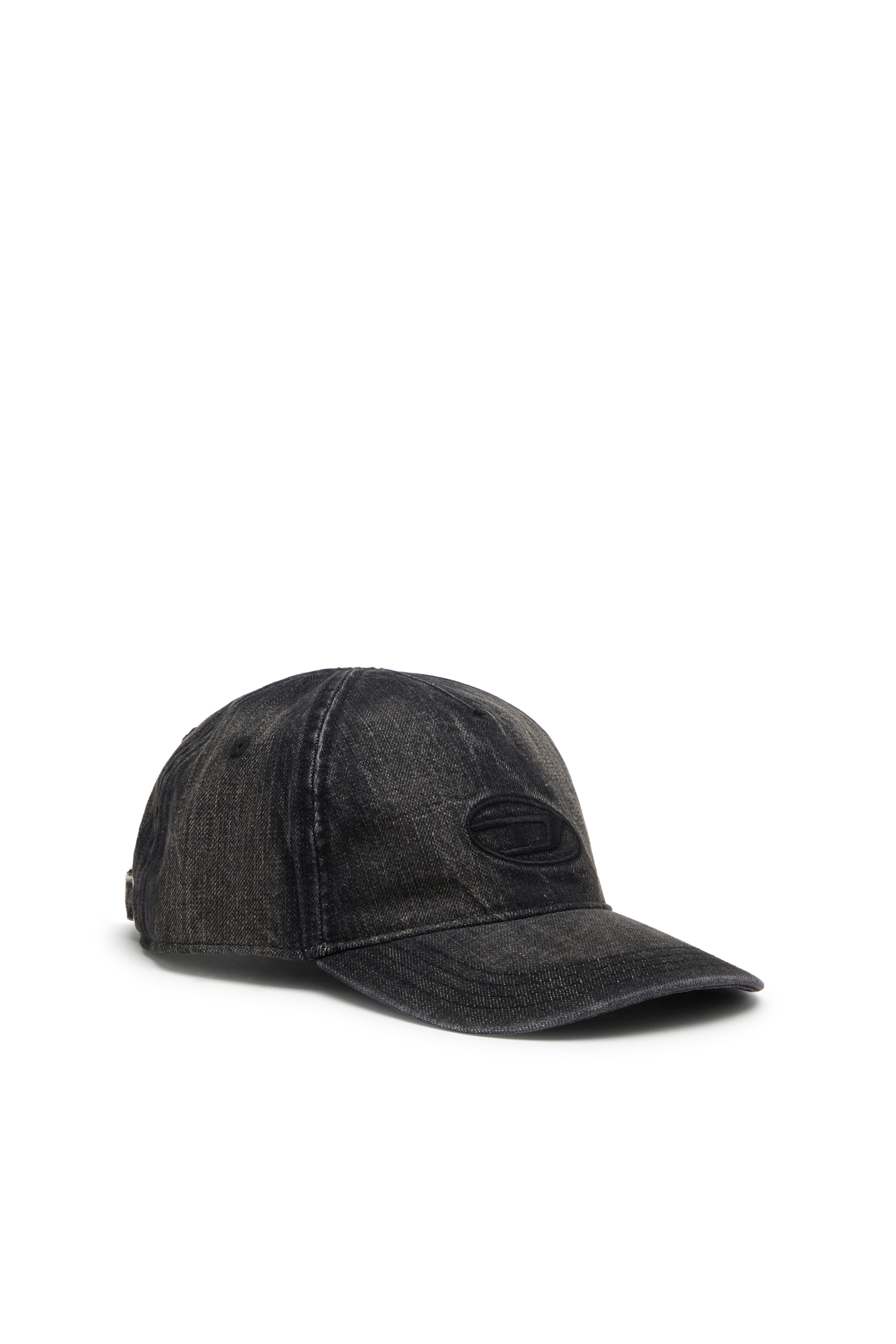 Diesel - C-ENIC, Cappellino in denim con dettagli sfrangiati e logo ricamato Uomo in Nero - 1