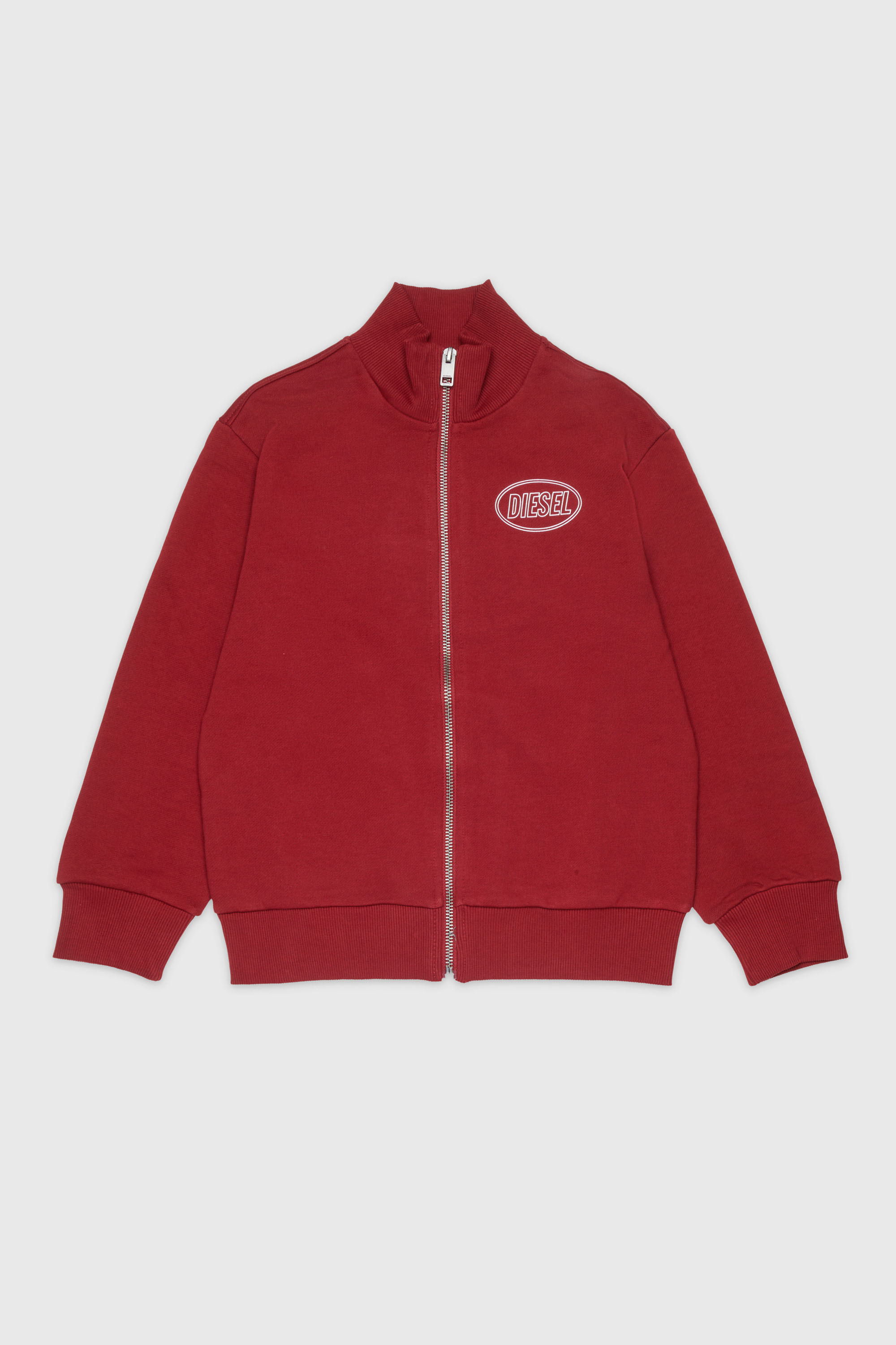 Diesel - SCIRCLEZIP OVER, Felpa in cotone con stampa logo Uomo in Rosso - 1