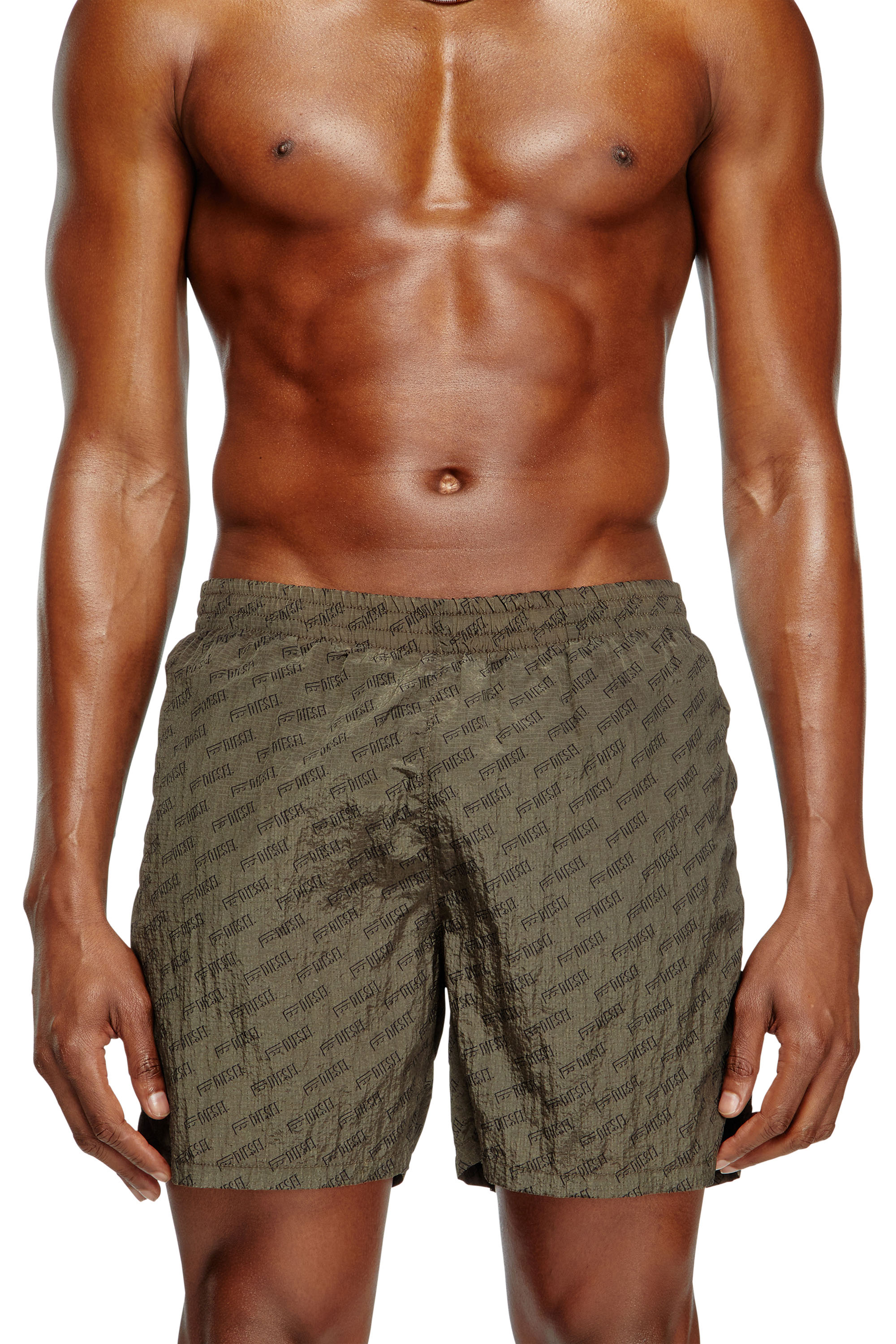 Diesel - DANIEL-41-MONO-UTLT, Pantaloncini da mare con logo all-over Uomo in Marrone - 1