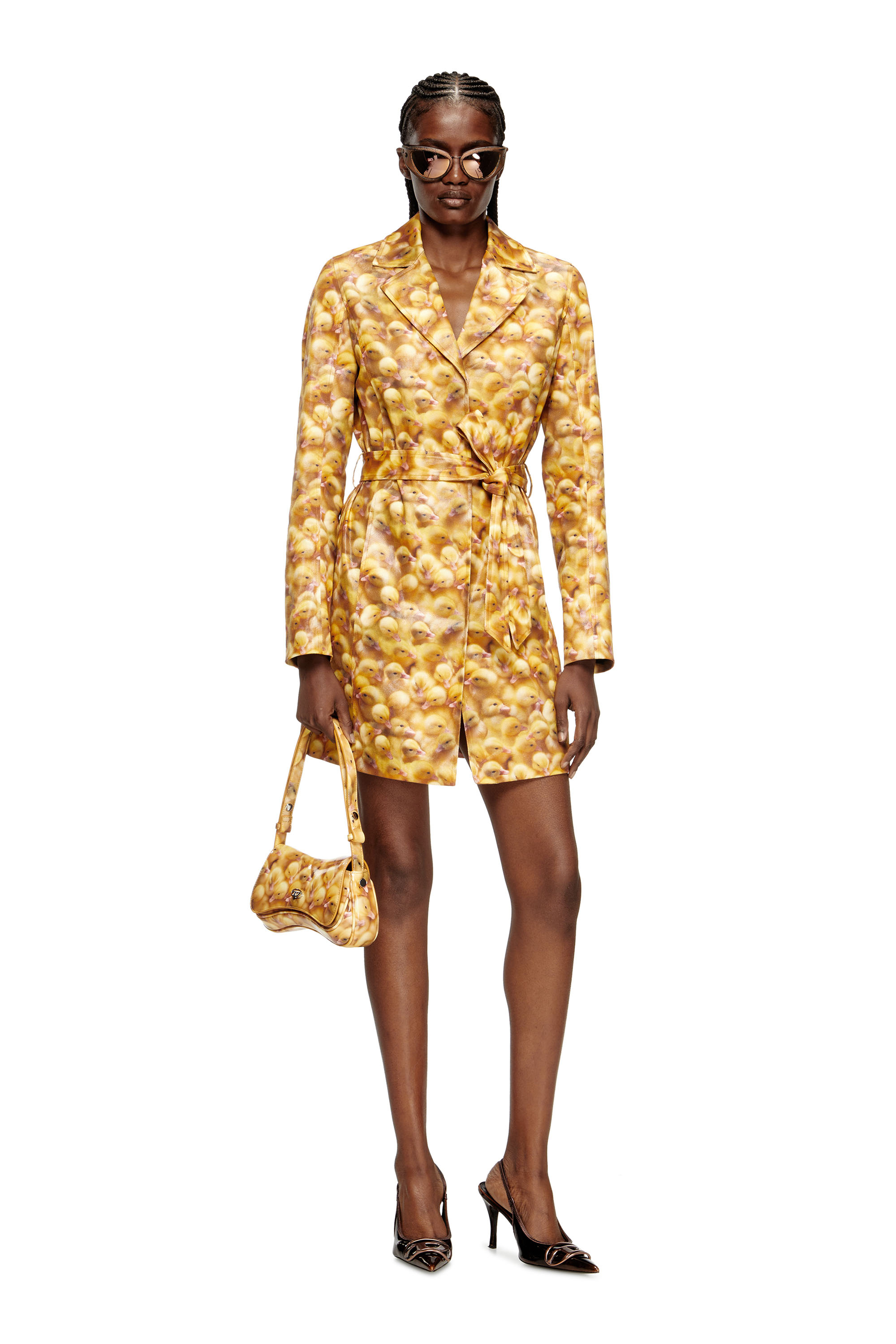 Diesel - G-OJI, Trench con stampa paperelle Donna in Giallo - 2