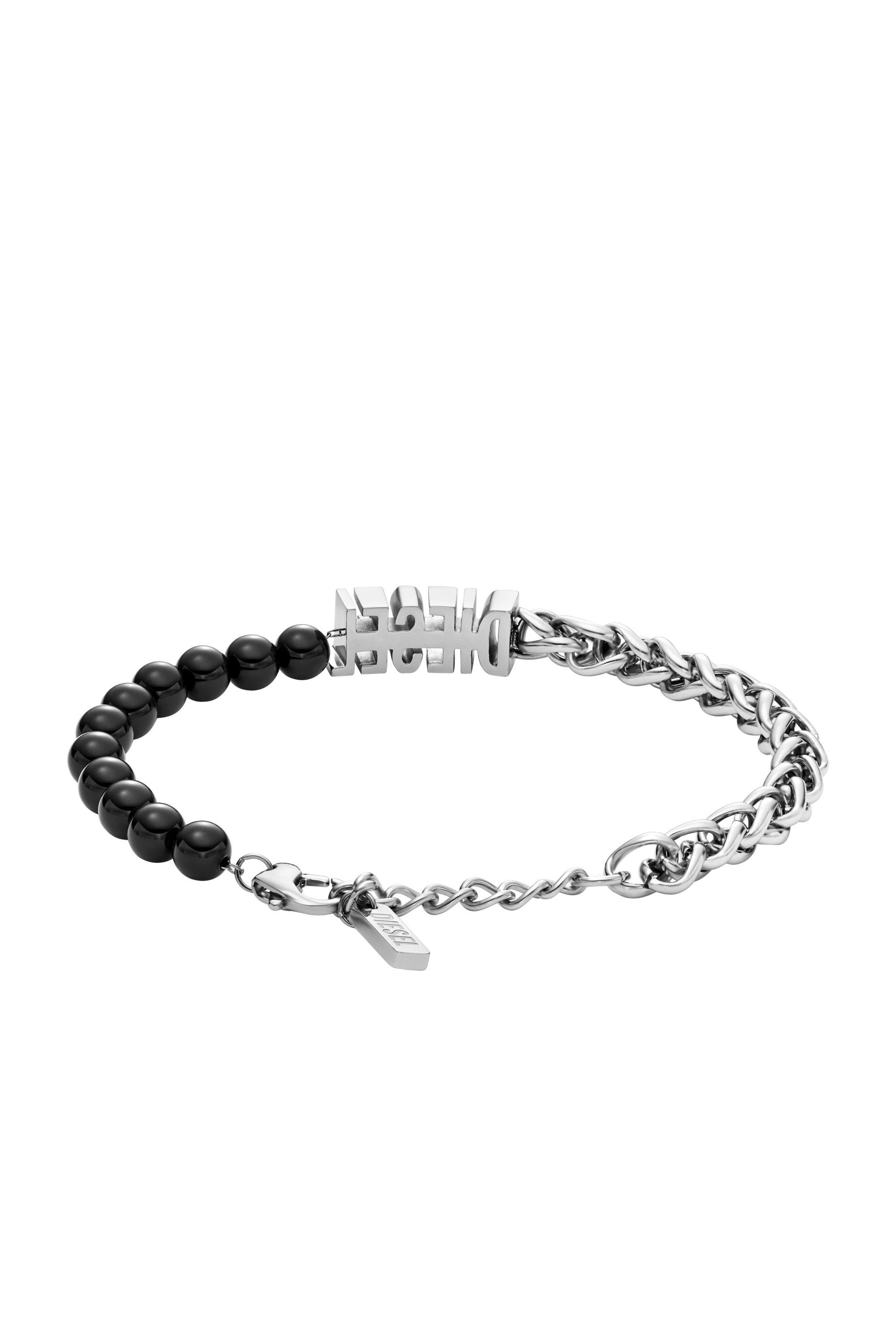 Diesel - DX1541040 JEWEL, Bracciale con catena e perle di agata nera Unisex in Argento - 2