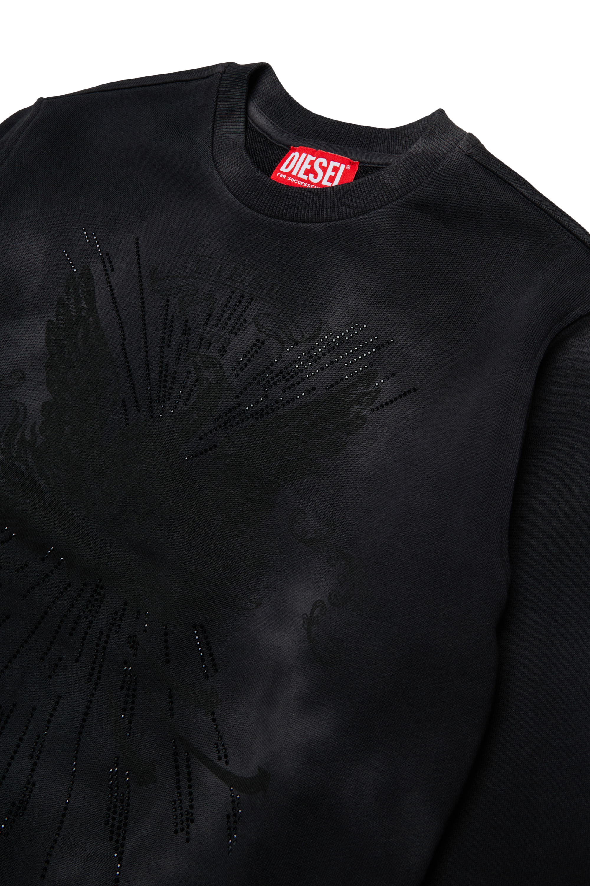 Diesel - SFIN OVER, Felpa effetto nuvolato con motivo fenice Uomo in Nero - 3