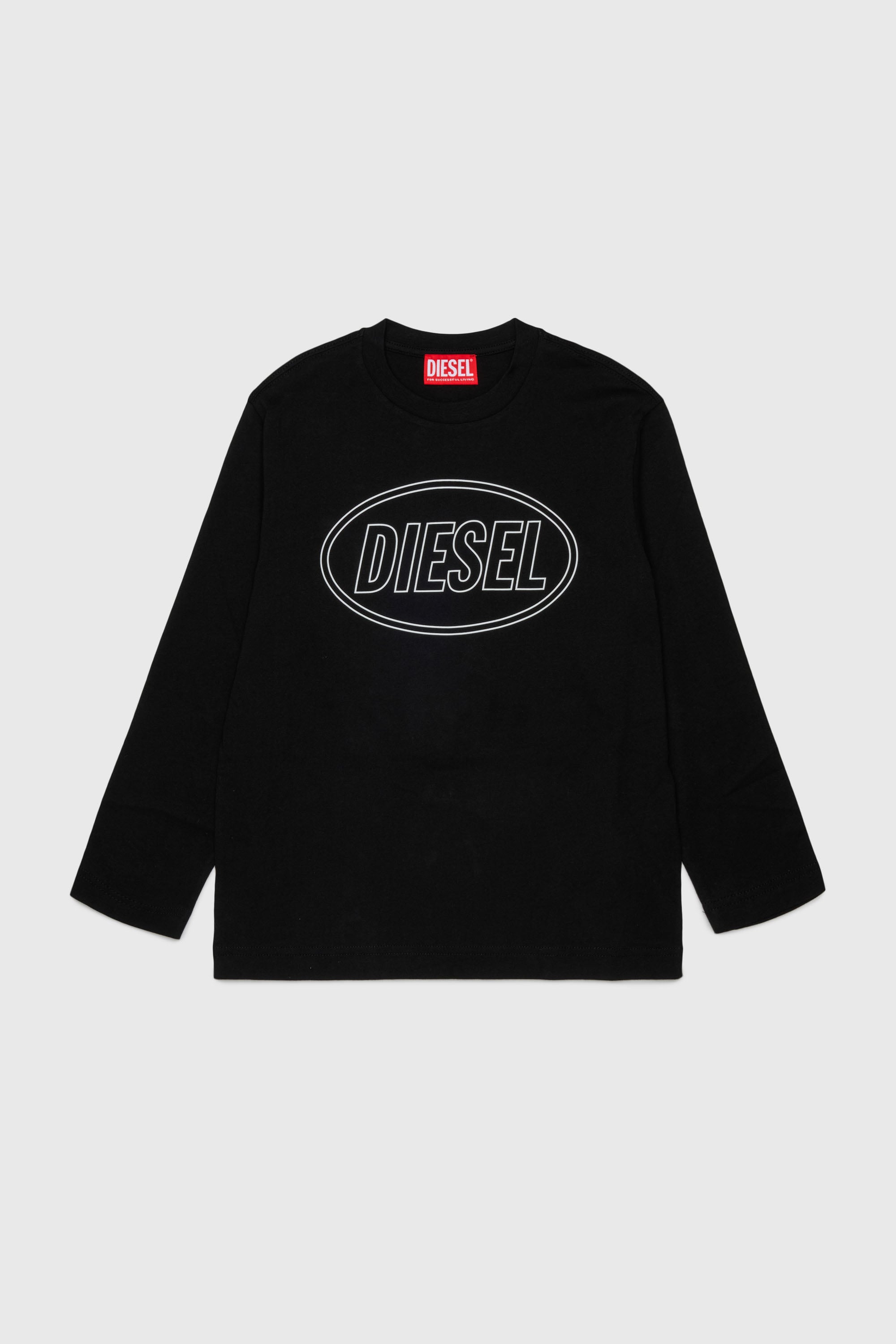 Diesel - TCIRCLELS OVER, T-shirt a manica lunga con logo Oval D Uomo in Nero - 1