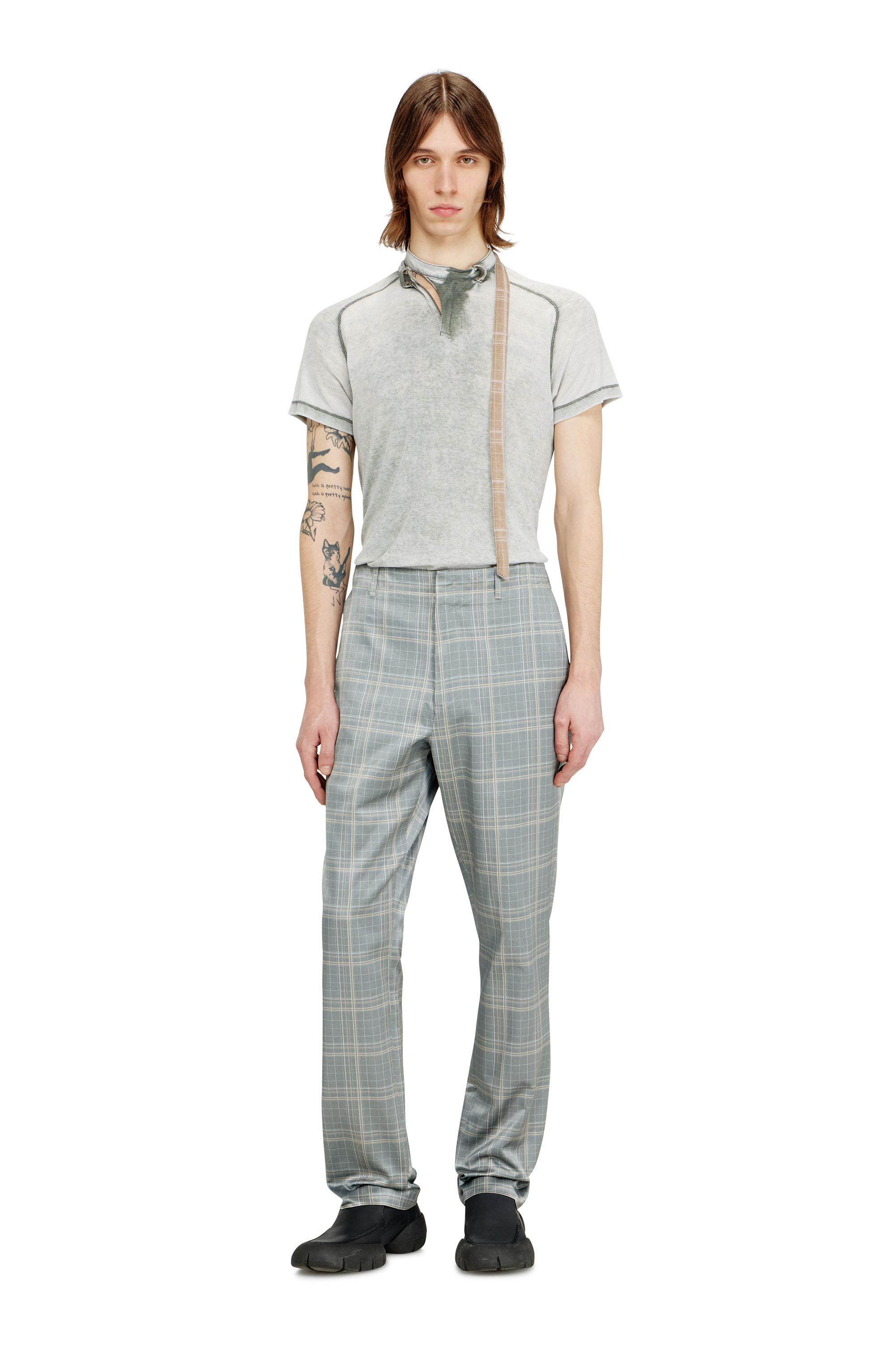 Diesel - T-GARY, Top in jersey a coste con cinturino biker Uomo in Grigio - 1