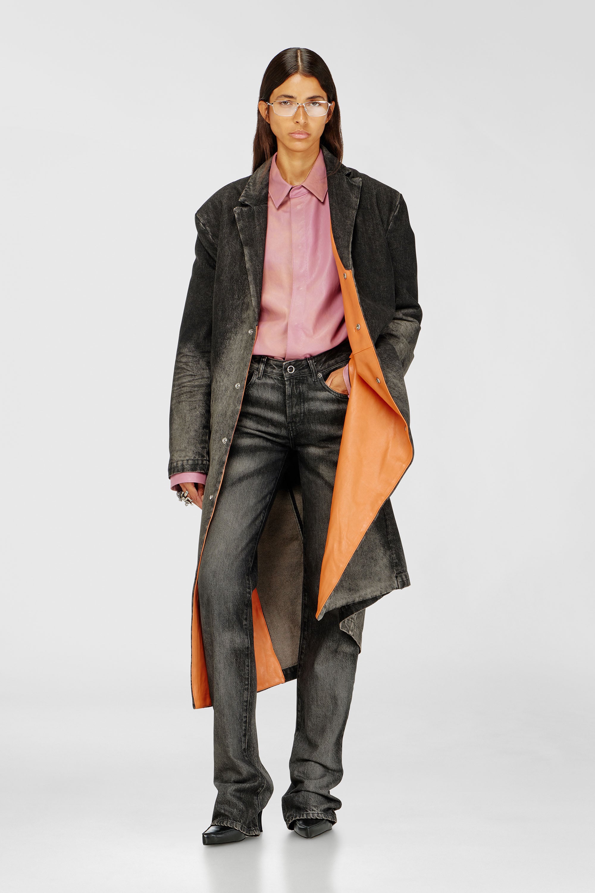 Diesel - D-IANCH-FSJ, Cappotto lungo in denim effetto dirty Unisex in Nero - 2