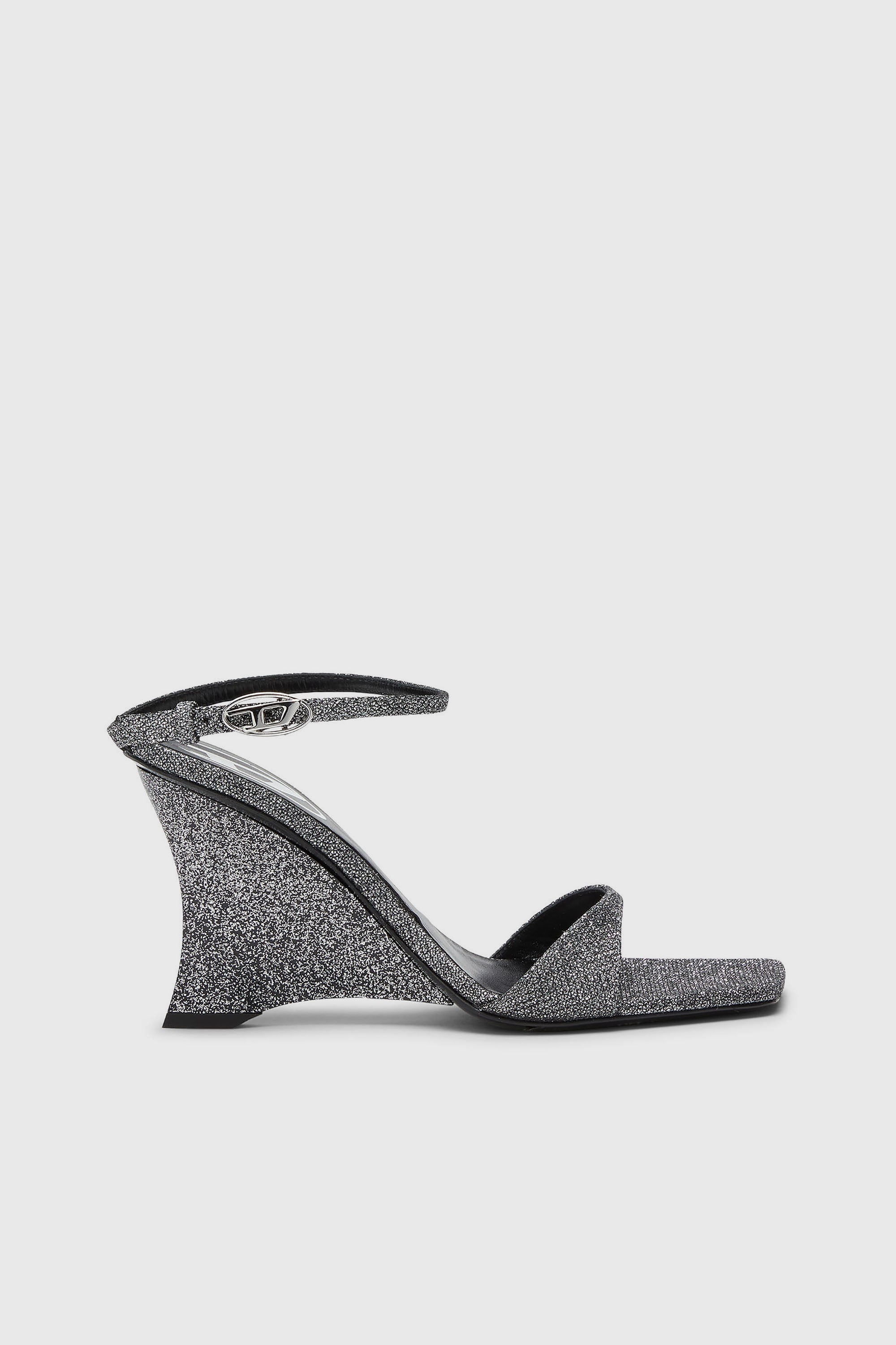 Diesel - D-AMBER SANDAL WEDGE, D-Amber-Sandali in tessuto Lurex Donna in Argento - 1