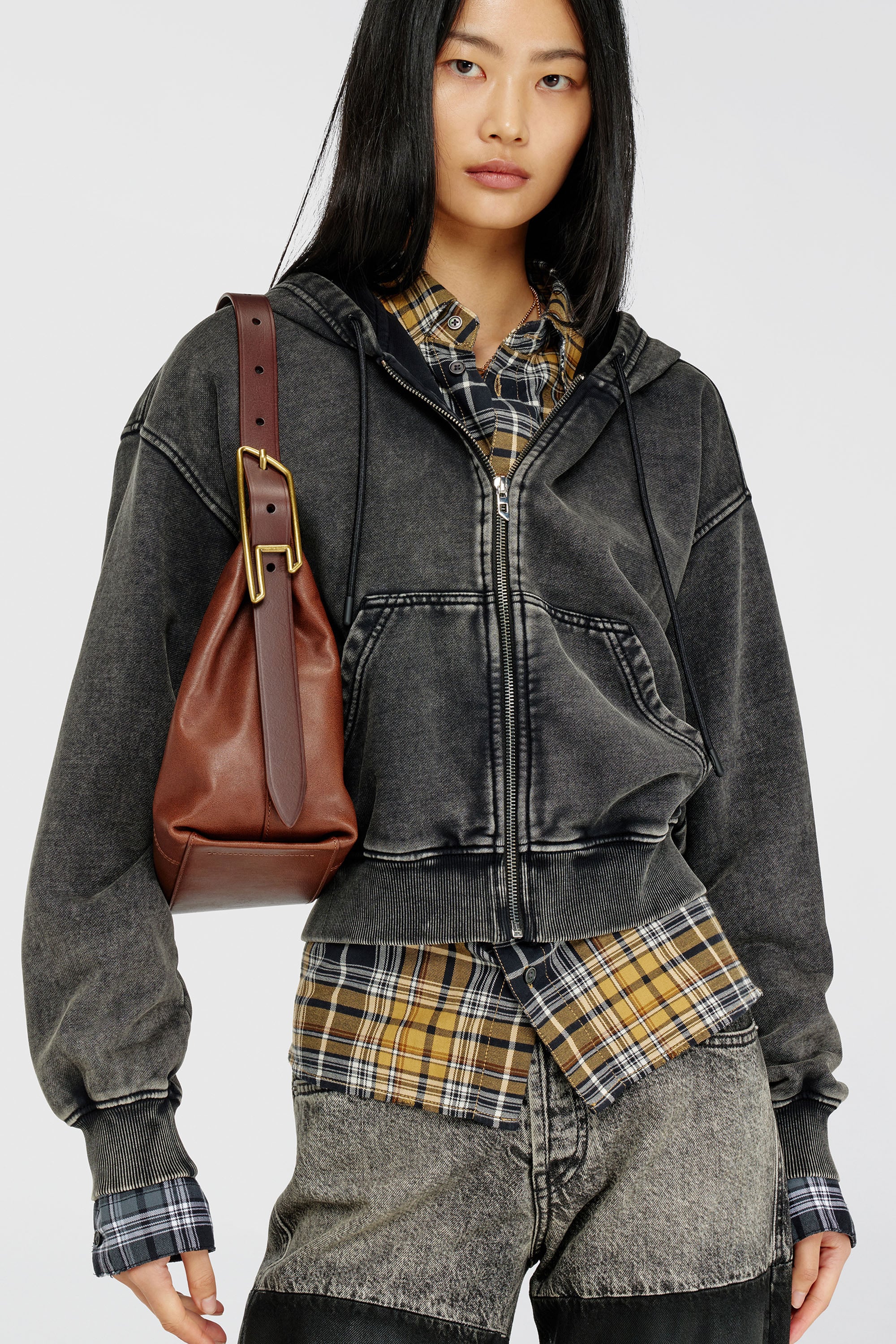 Diesel - D-LINE HOBO S, D-Line Borsa a spalla in pelle Donna in Marrone - 3