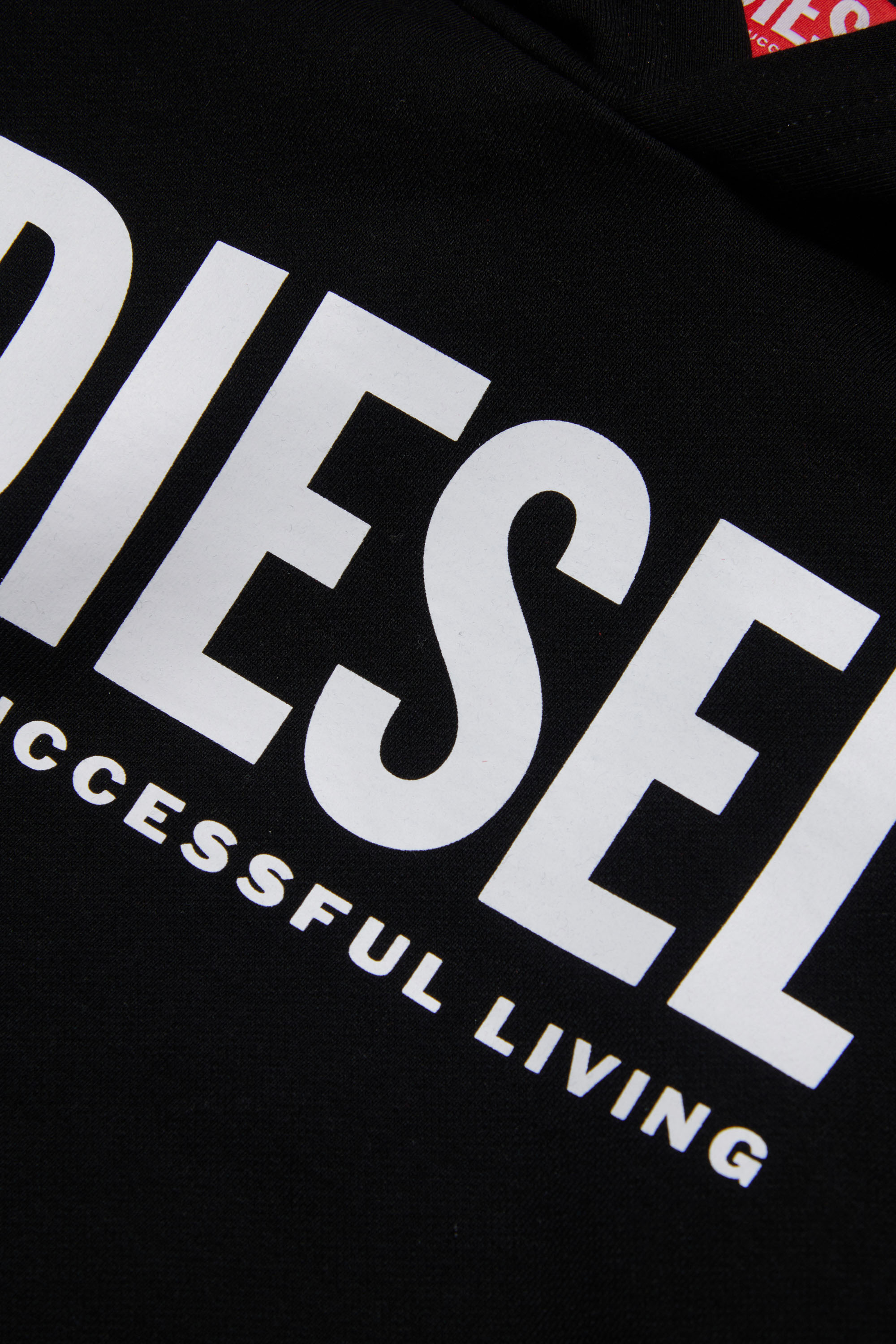 Diesel - LSFORT DI OVER HOOD, Unisex Hoodie with logo print in Black - Image 3