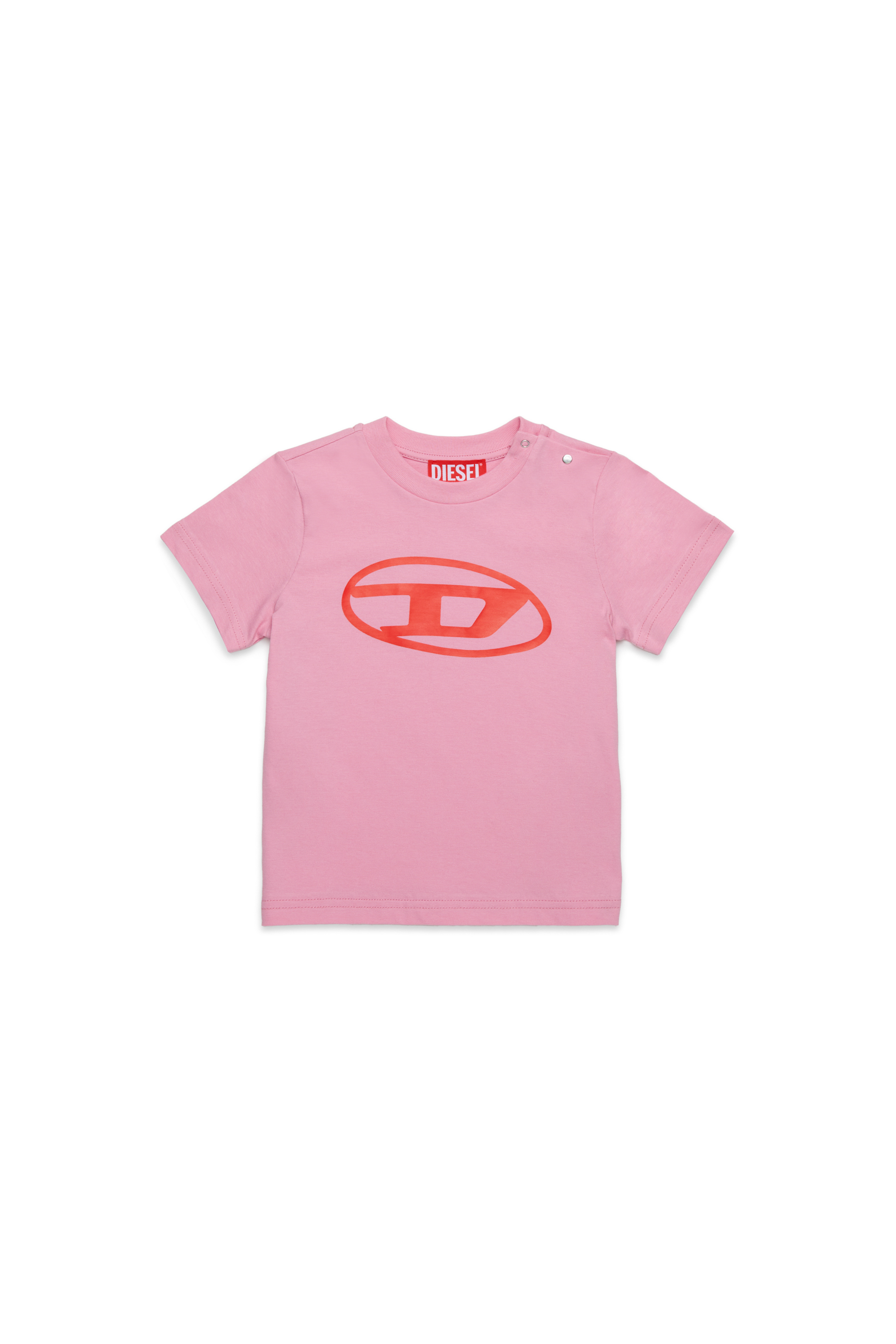 Diesel - TCERB, T-shirt con logo Oval D Unisex in Rosa - 1