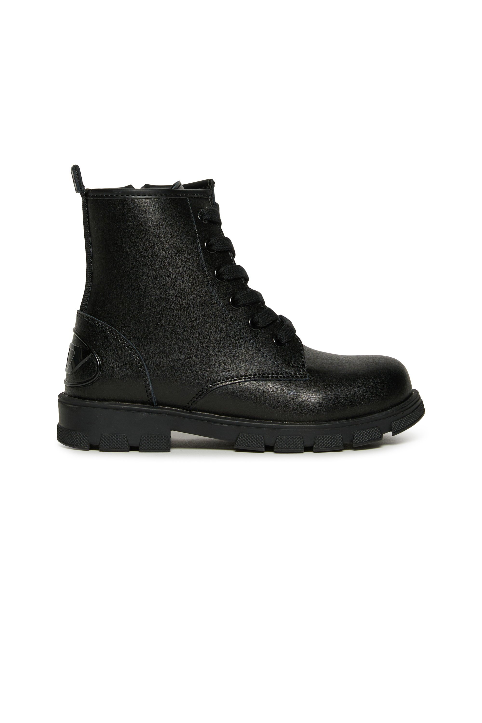 Diesel - D-HAMMER AK LACE, D-Hammer Stivali in pelle con zip laterale Unisex in Nero - 1