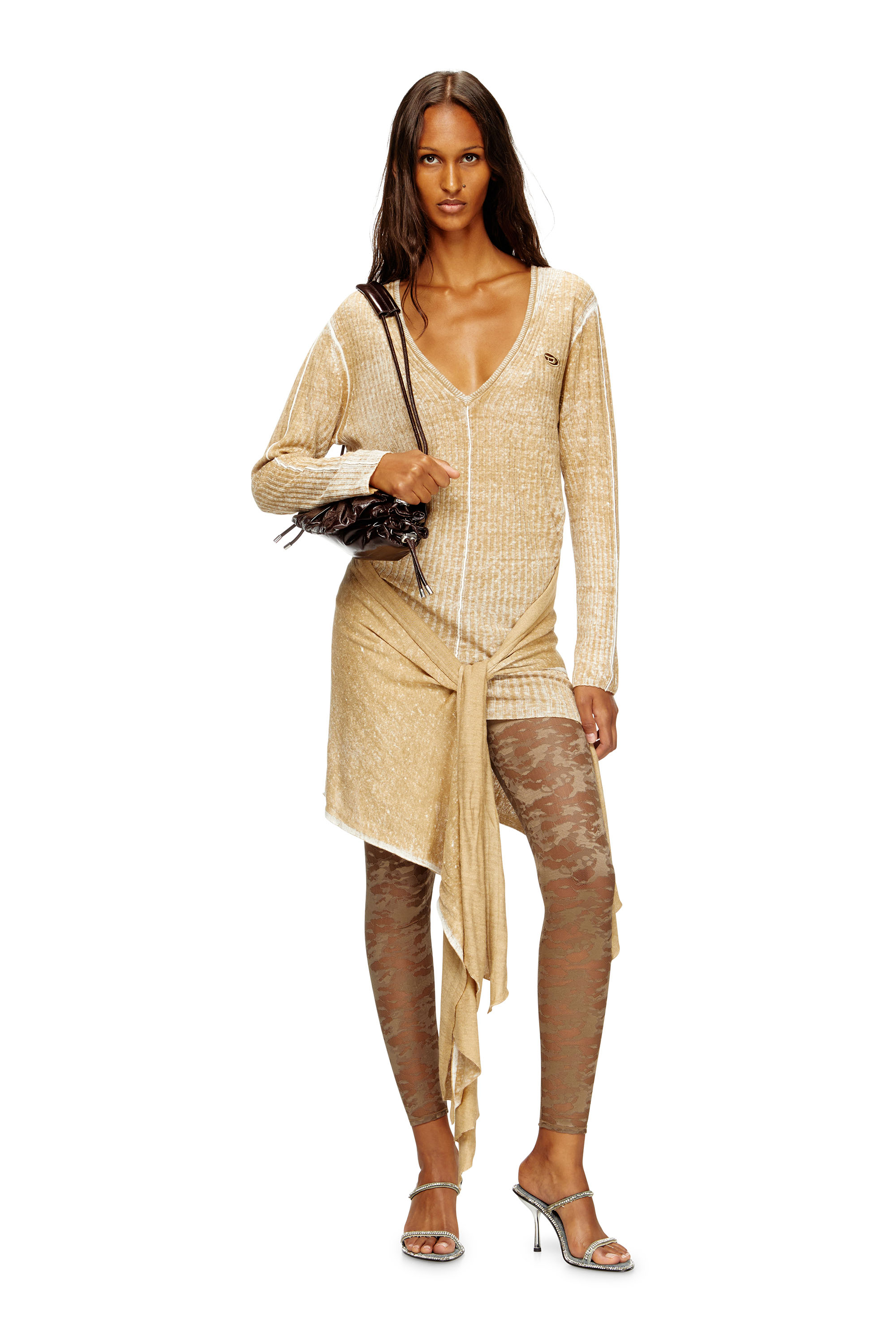 Diesel - CLAIRE-UTLT, Leggings in pizzo camouflage Donna in Marrone - 4