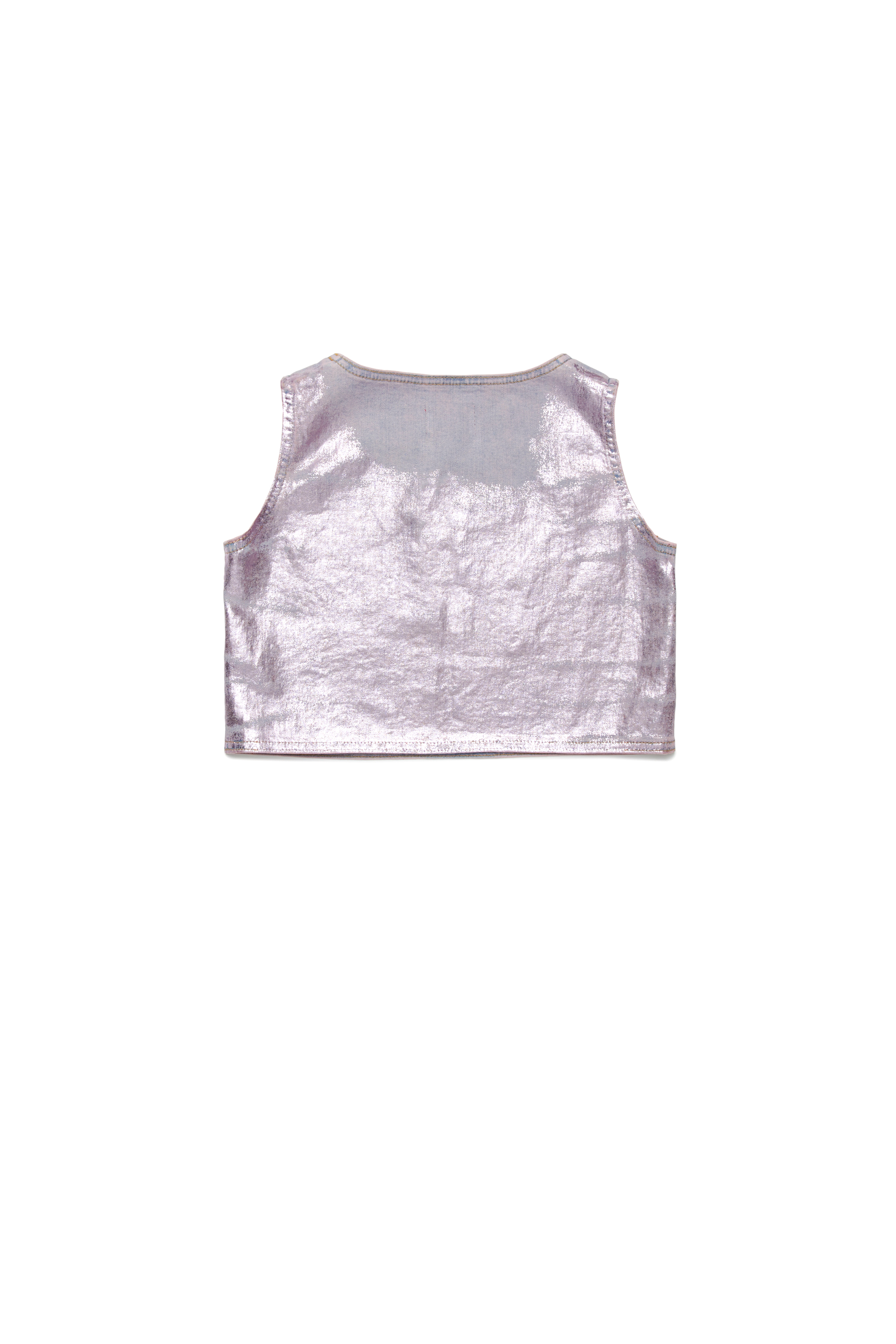 Diesel - TRISPY, Top metallizzato con logo Oval D in cristalli Donna in Viola - 2