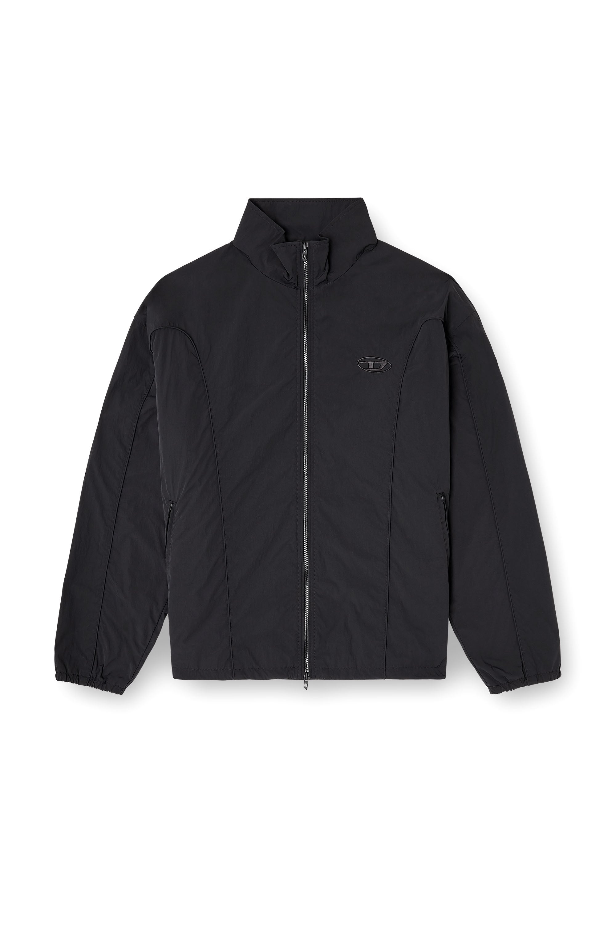 Diesel - J-FIVE-WRD-AKAD, Giacca in nylon crinkle con piping Uomo in Nero - 3