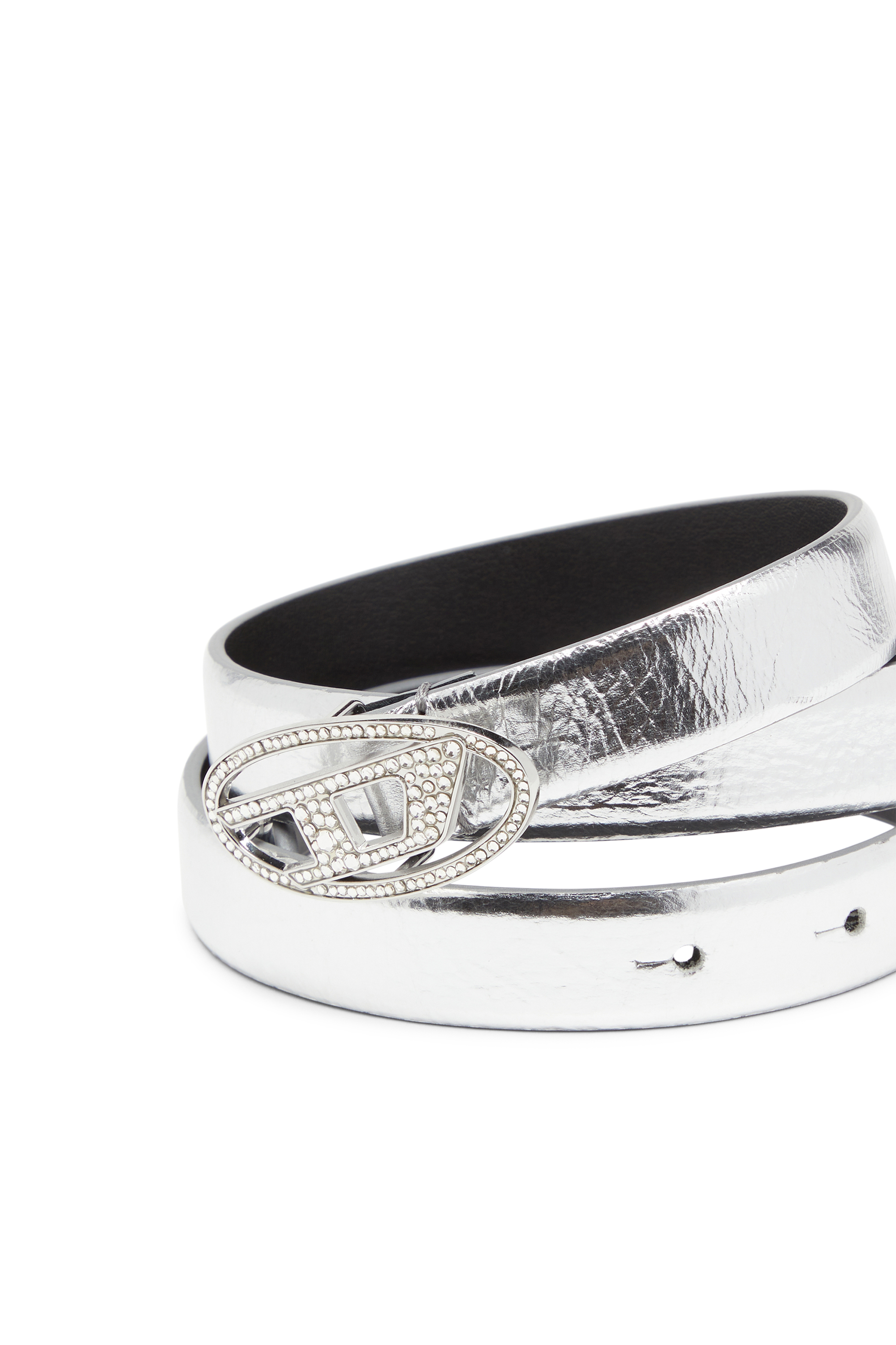 Diesel - B-1DR STRASS 20, Cintura in pelle di 2 cm con fibbia di cristallo Donna in Argento - 3