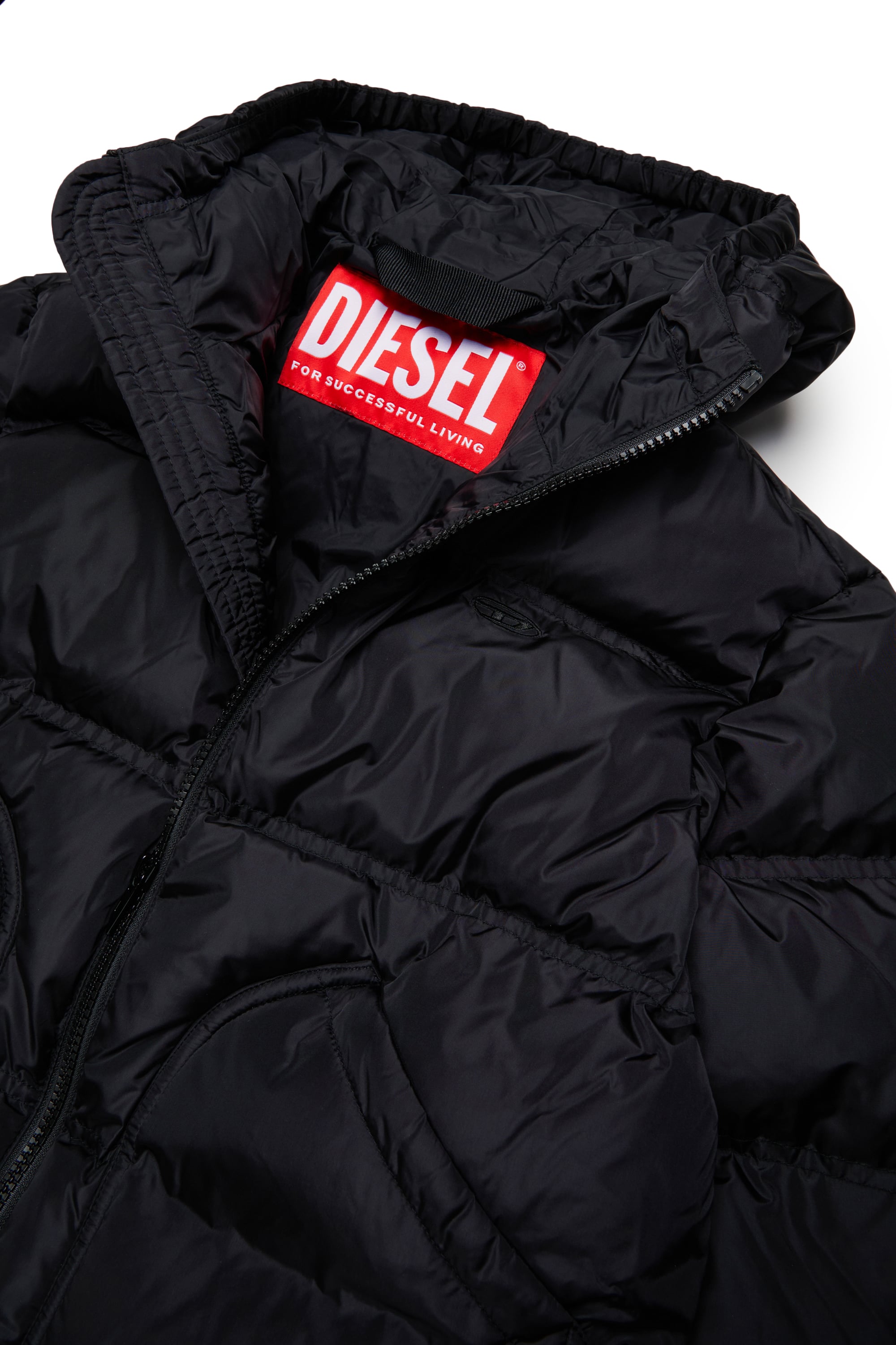 Diesel - JRIVONLONG, Piumino con tasche oversize Unisex in Nero - 3