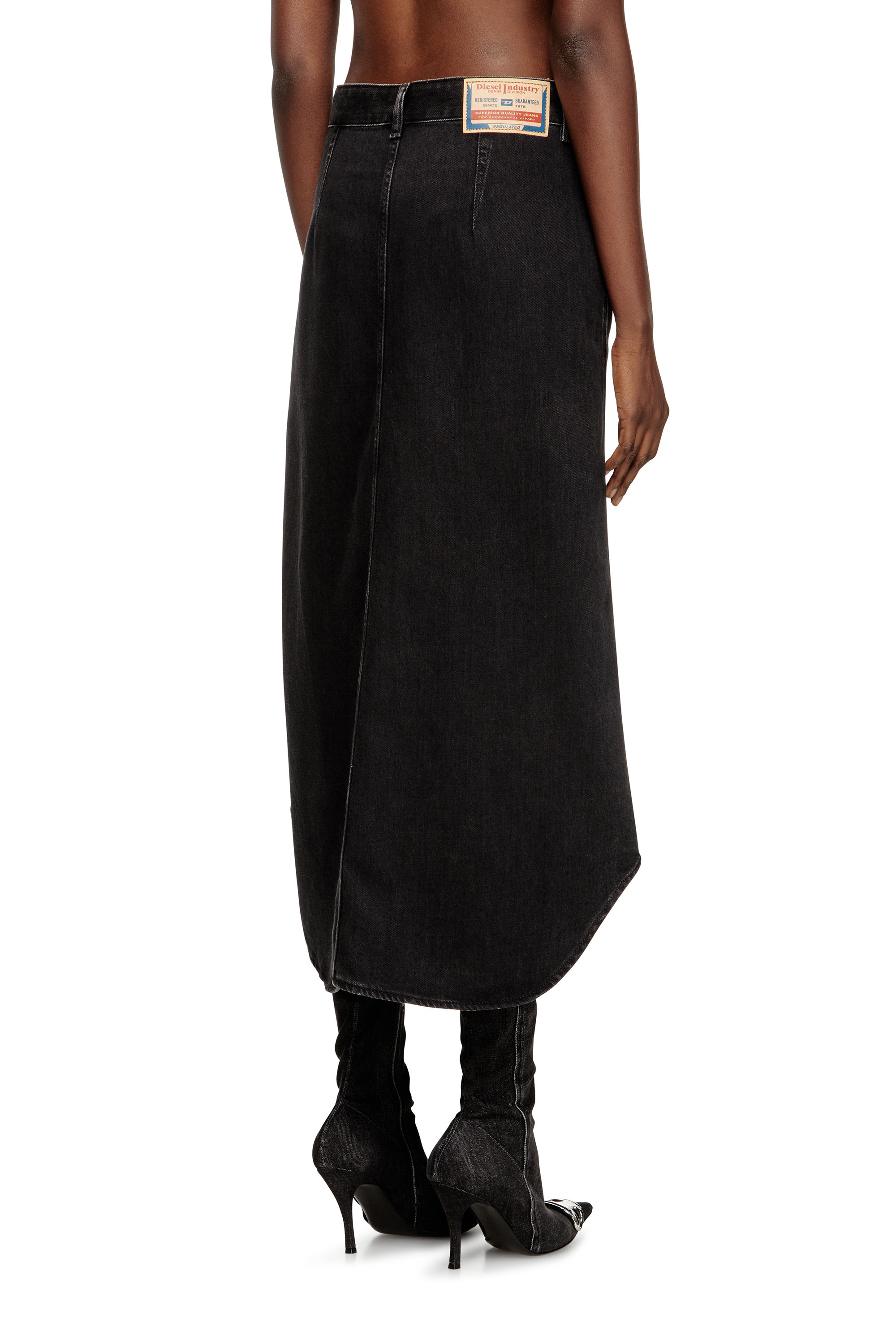 Diesel - DE-ARD-LONG, Gonna midi in denim Donna in Nero - 4