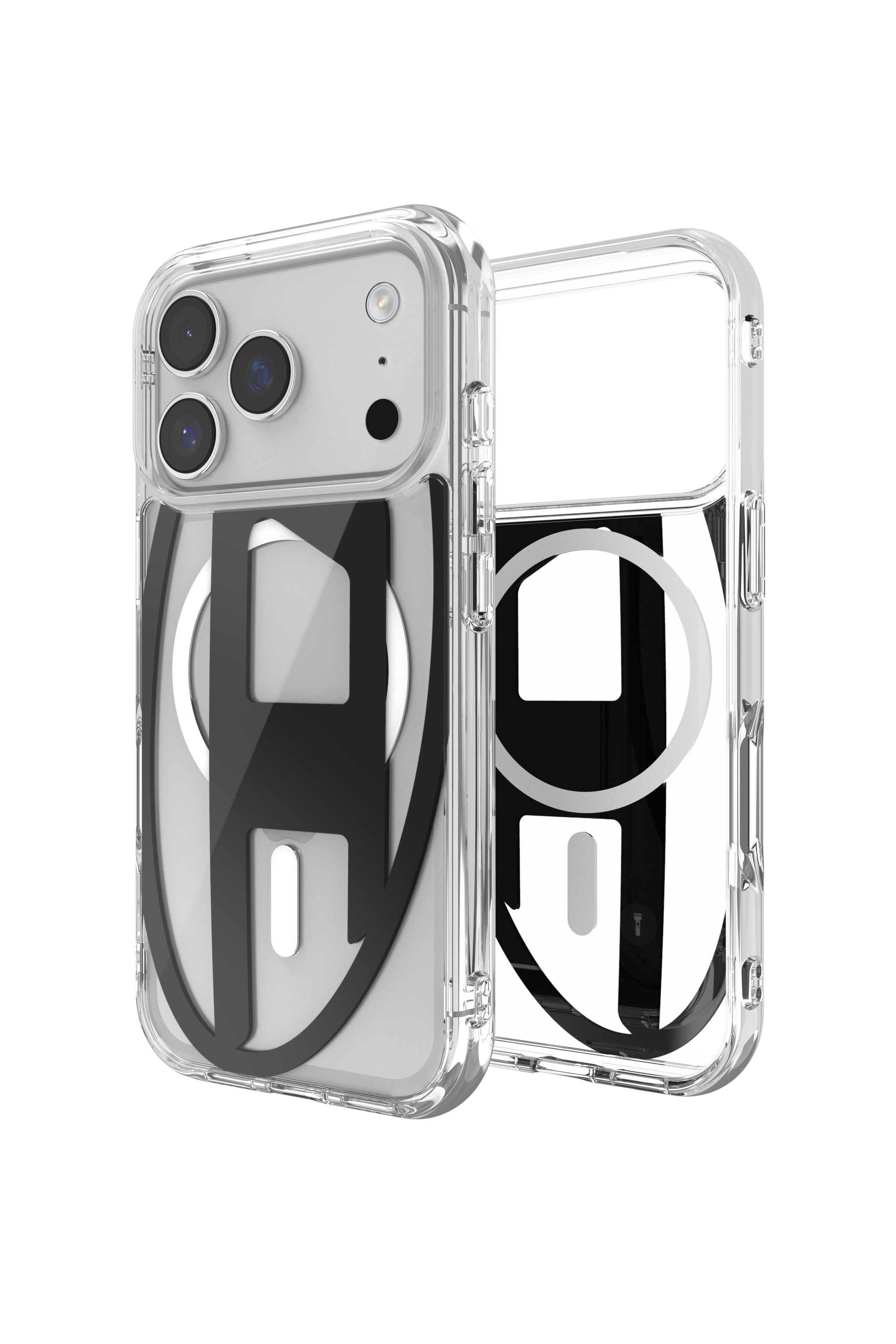 Diesel - 60417 AOP CASE, Custodia metallica Oval D con Magsafe per iPhone 17 Pro Unisex in Nero - 1