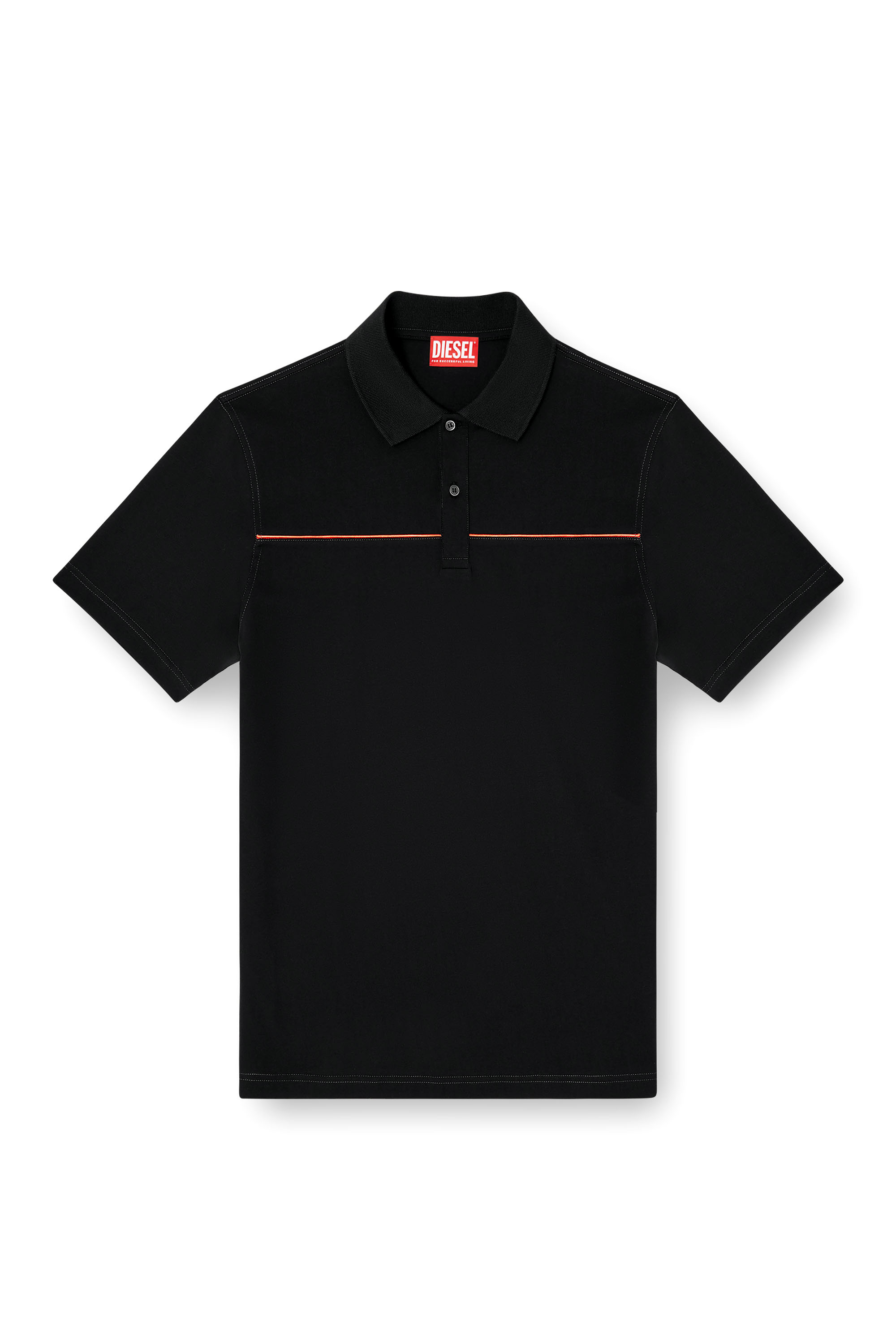 Diesel - T-REJUST-PIPING, Polo con profili a contrasto Uomo in Nero - 3