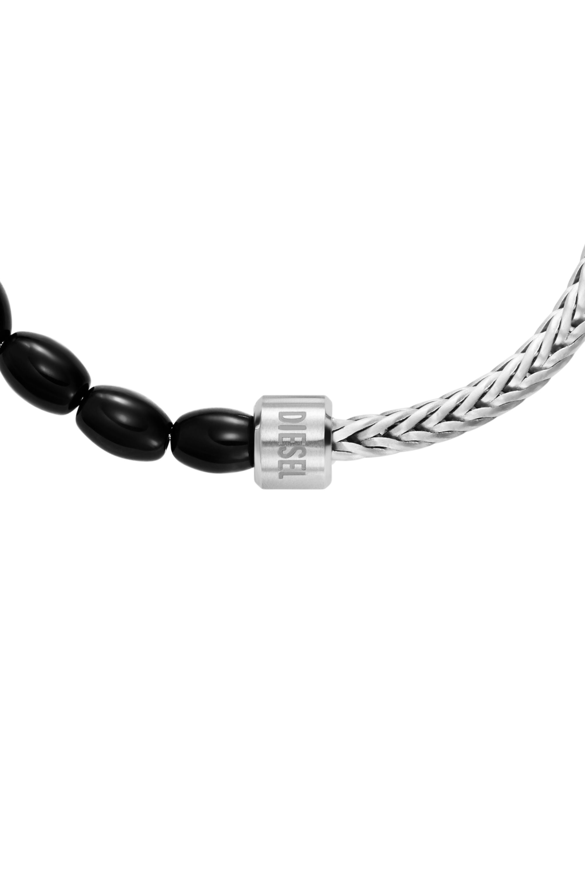 Diesel - DX1714040, Bracciale con perline in agata nera Unisex in Argento - 3