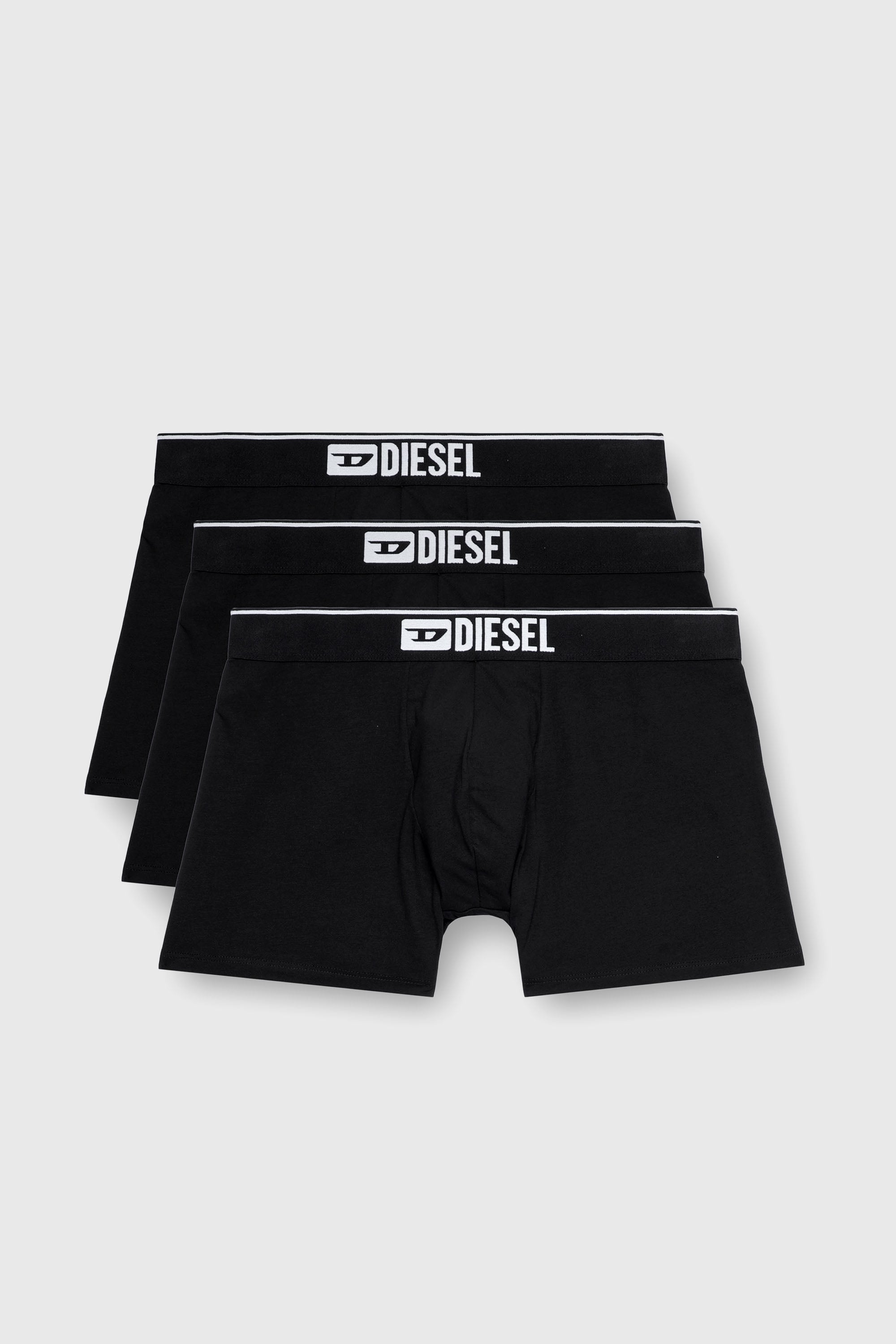 Diesel - UMBX-SEBASTIANTHREEPAC, Set da tre boxer lunghi tinta unita Uomo in Nero - 1