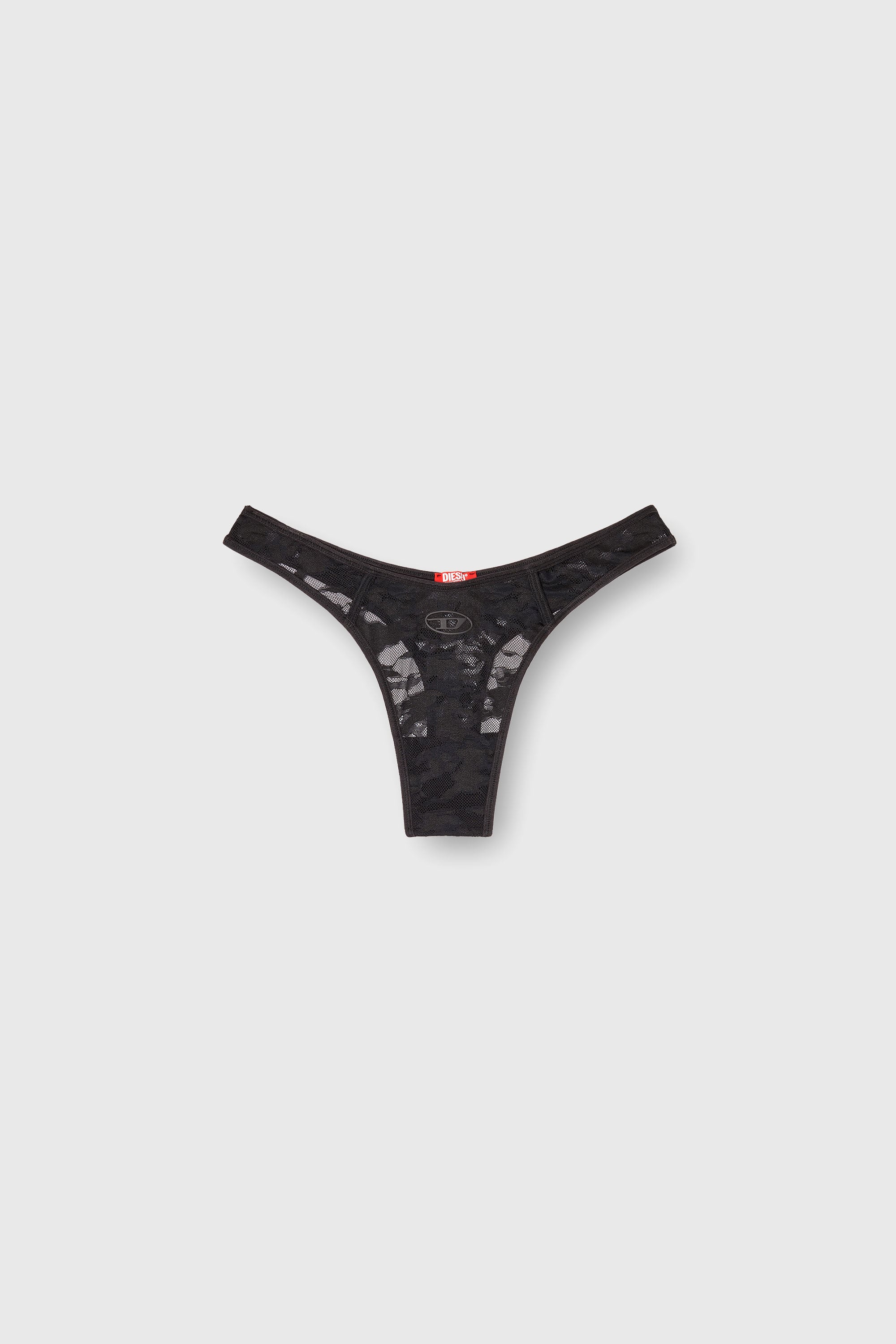 Diesel - MICRO-PUNCHY-UTLT, Perizoma in pizzo di nylon con Oval D Donna in Nero - 2