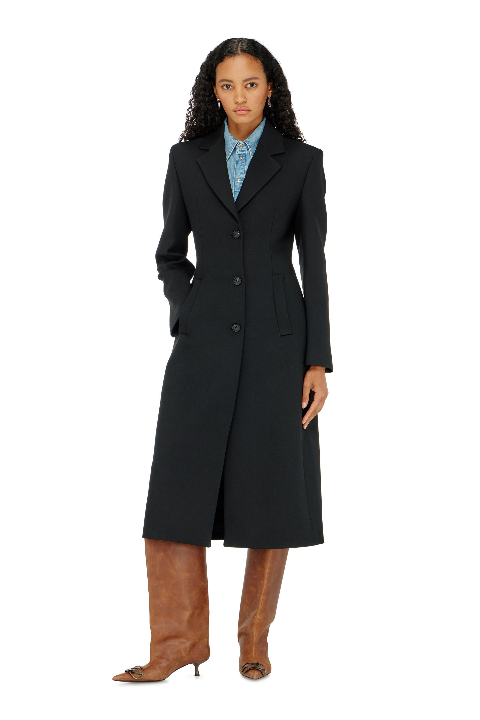 Diesel - G-ALLAN, Cappotto lungo a clessidra Donna in Nero - 3
