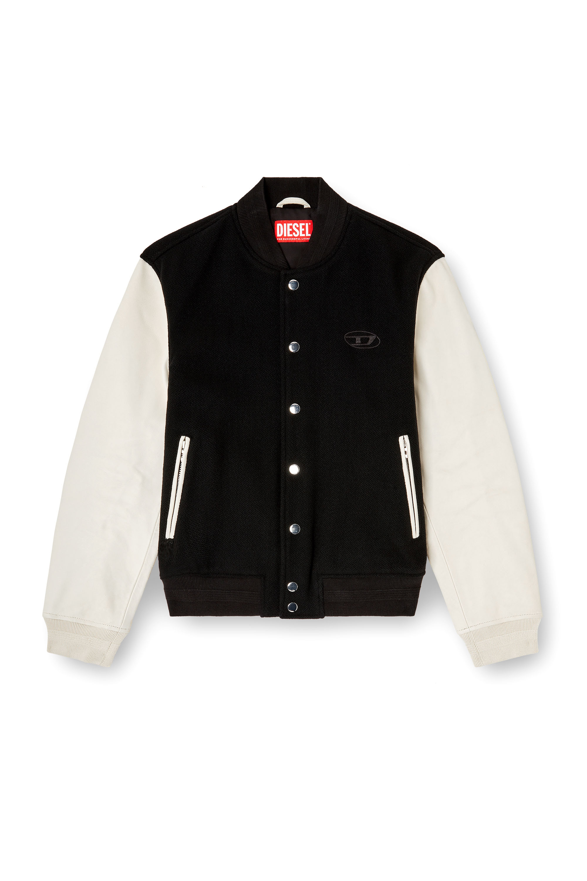 Diesel - L-ARRY-WRD, Giacca bomber in misto lana e pelle Uomo in Multicolor - 2