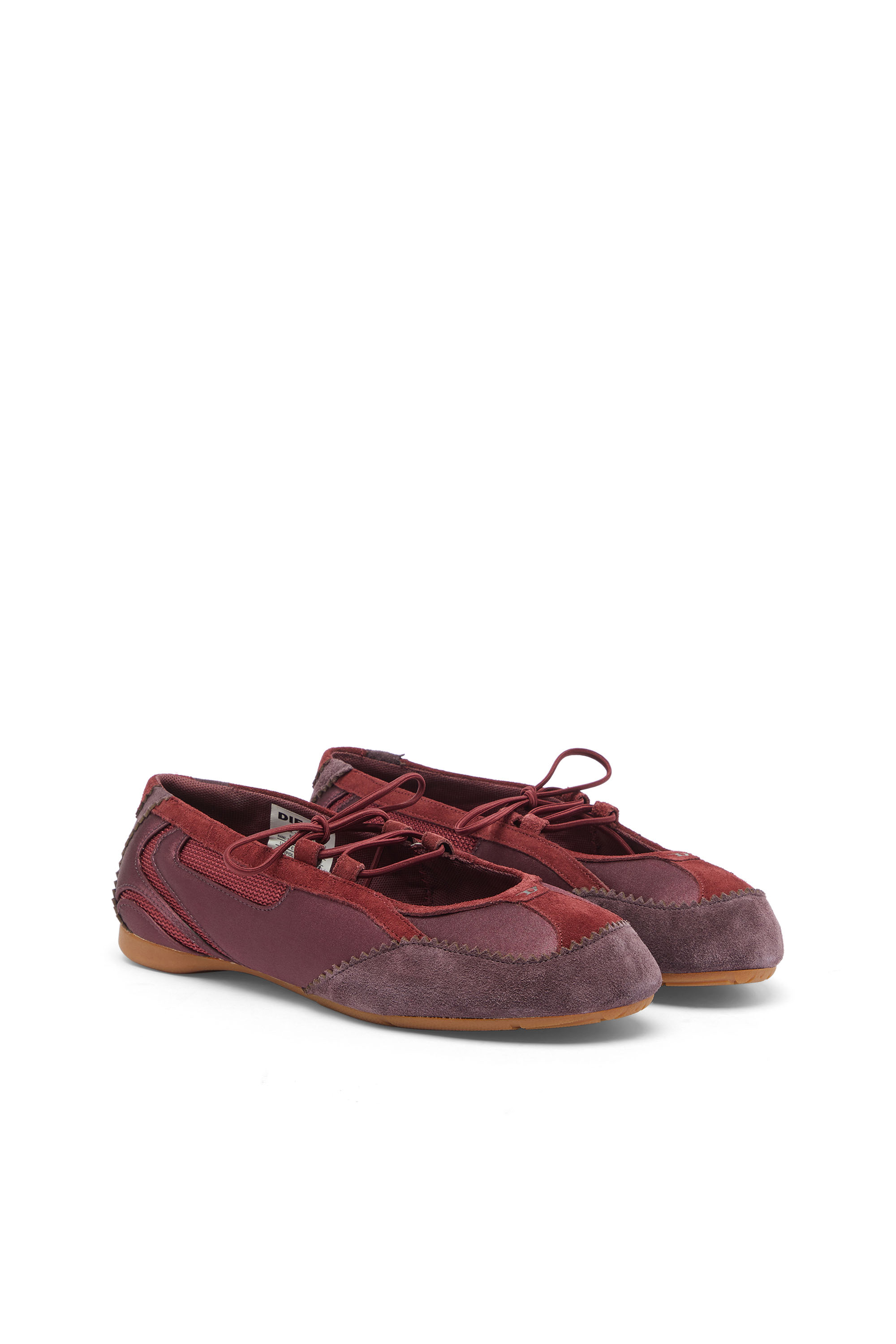 Diesel - D-MILE BALLERINA LACE UP II W, D-Mile - Ballerine stringate in pelle e mesh Donna in Rosso - 2