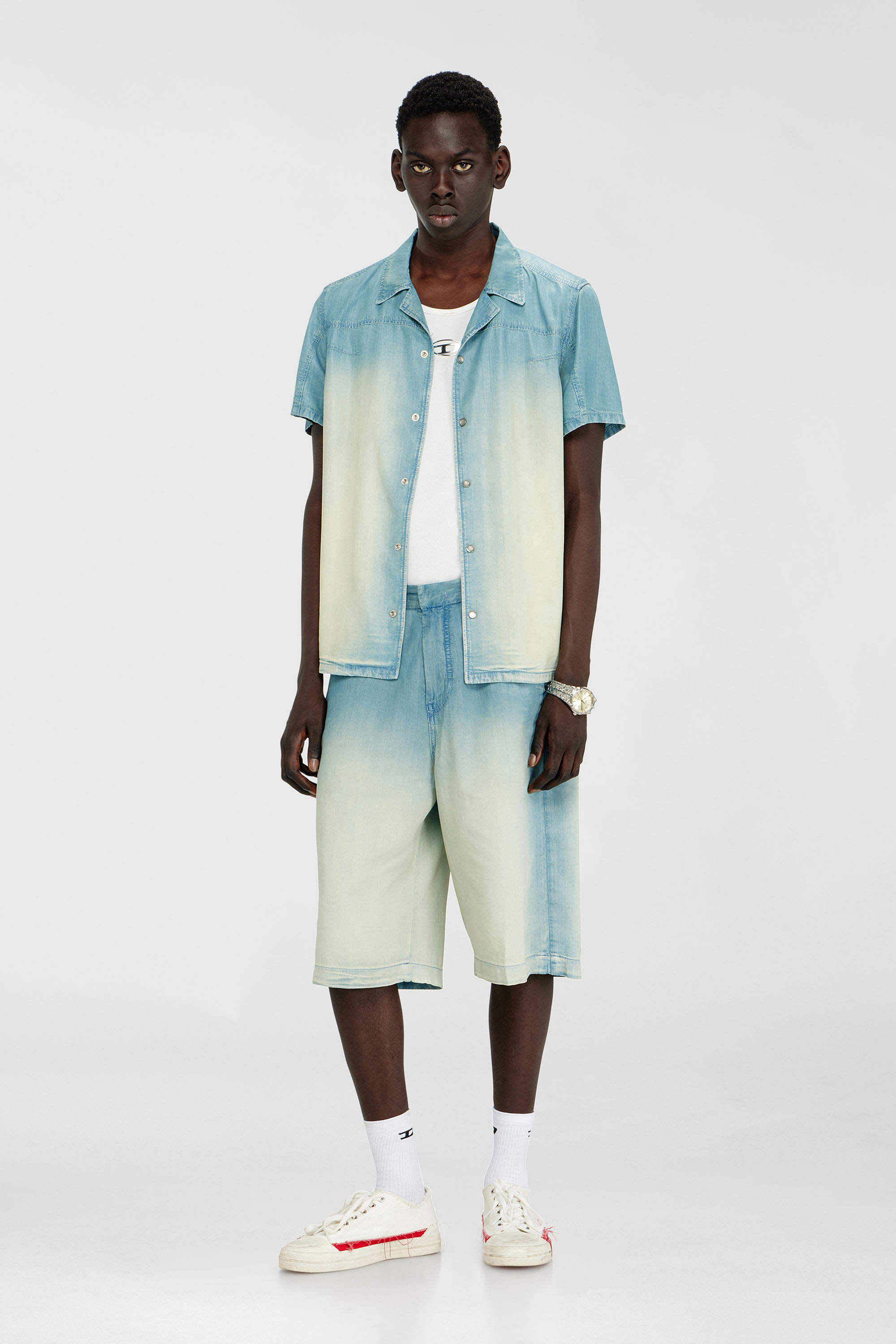 Diesel - D-TYLOR-SHORT-S, Shorts in denim fluido sovratinto Uomo in Blu - 1