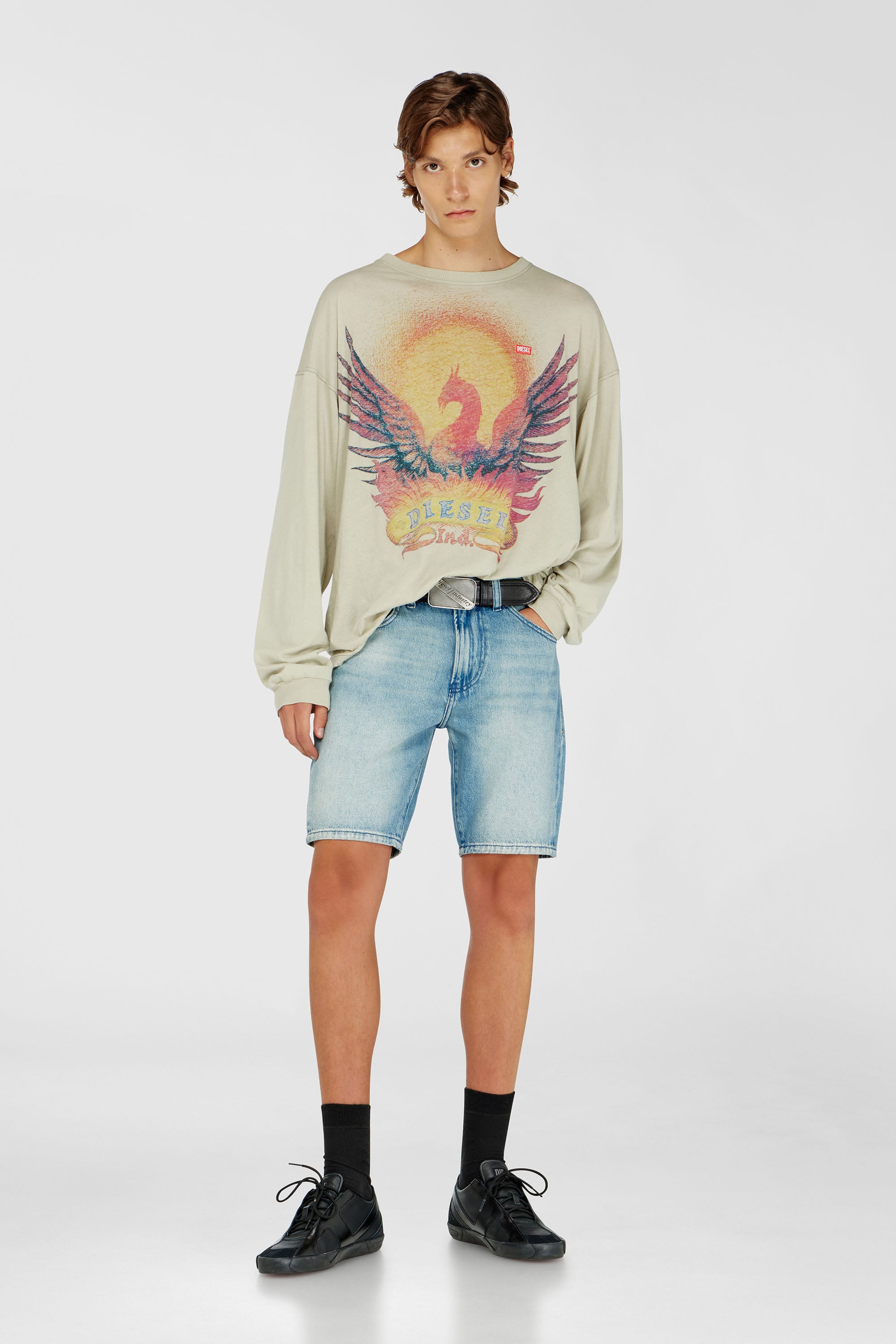 Diesel - D-FIN, Shorts in denim slim con cotone biologico Uomo in Blu - 1