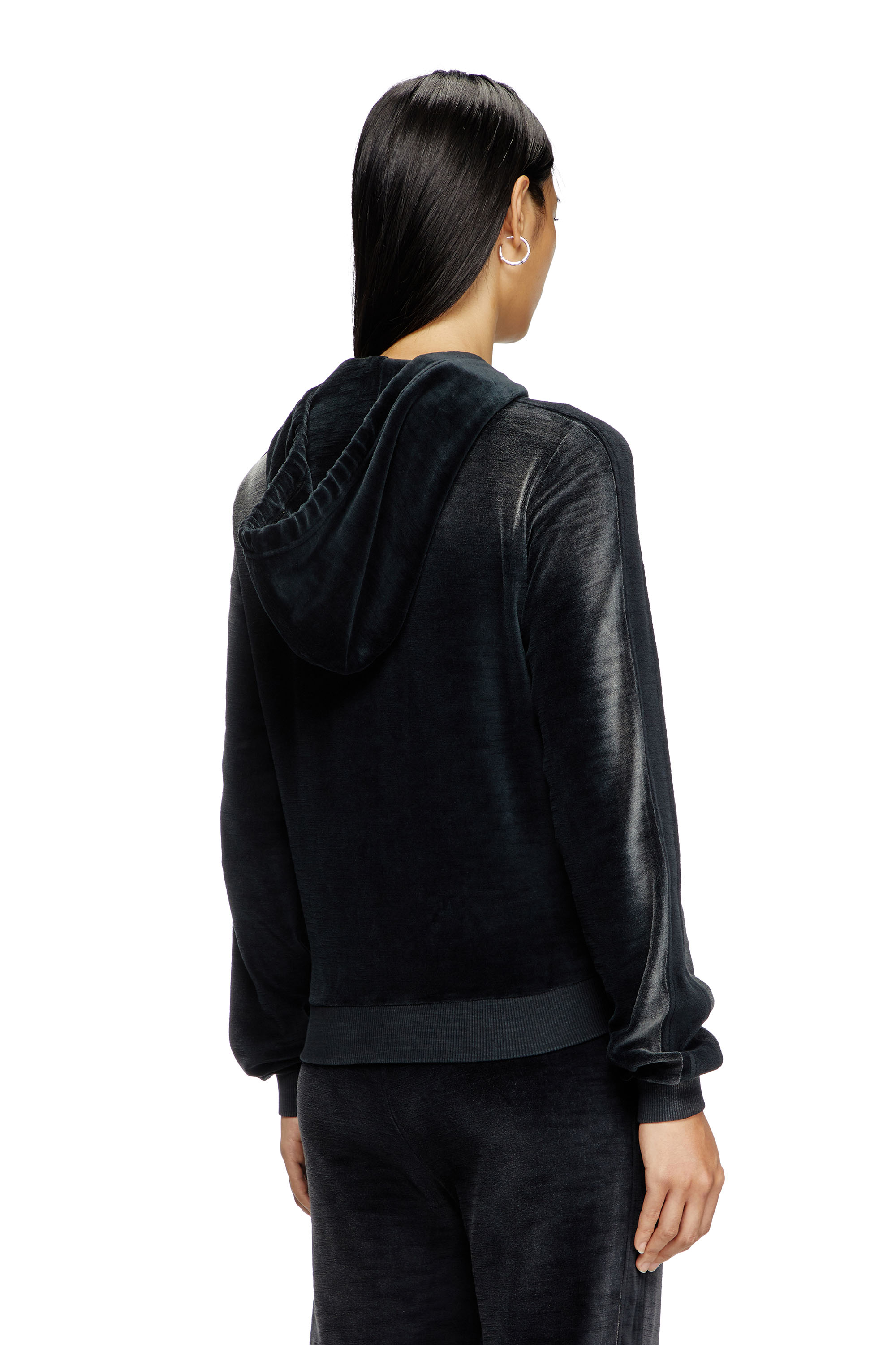 Diesel - F-ELY-Q1, Hoodie con zip in ciniglia faded Donna in Nero - 4