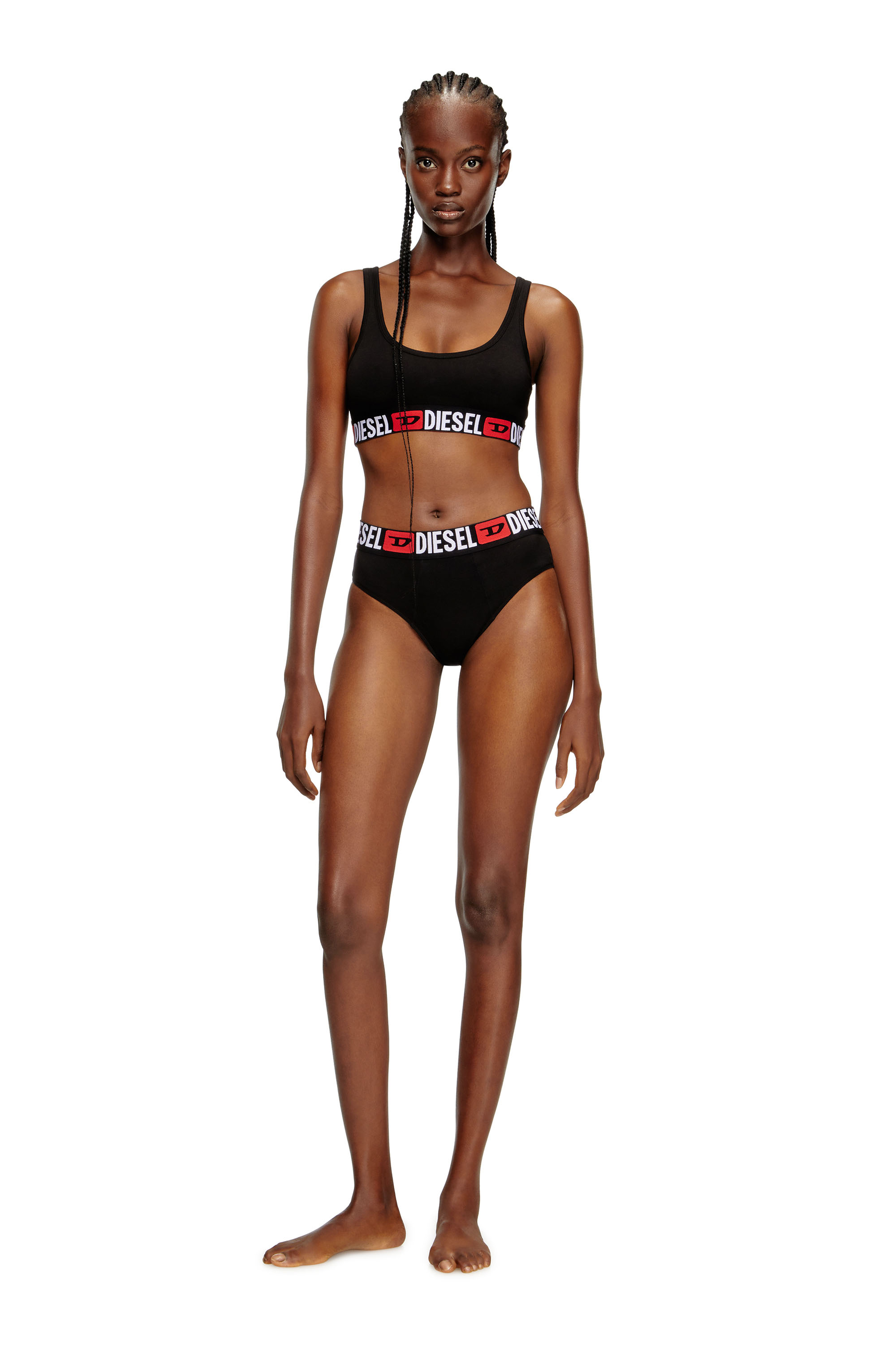Diesel - UFSB-ORIBA, Bralette con fascia logata Donna in Nero - 2