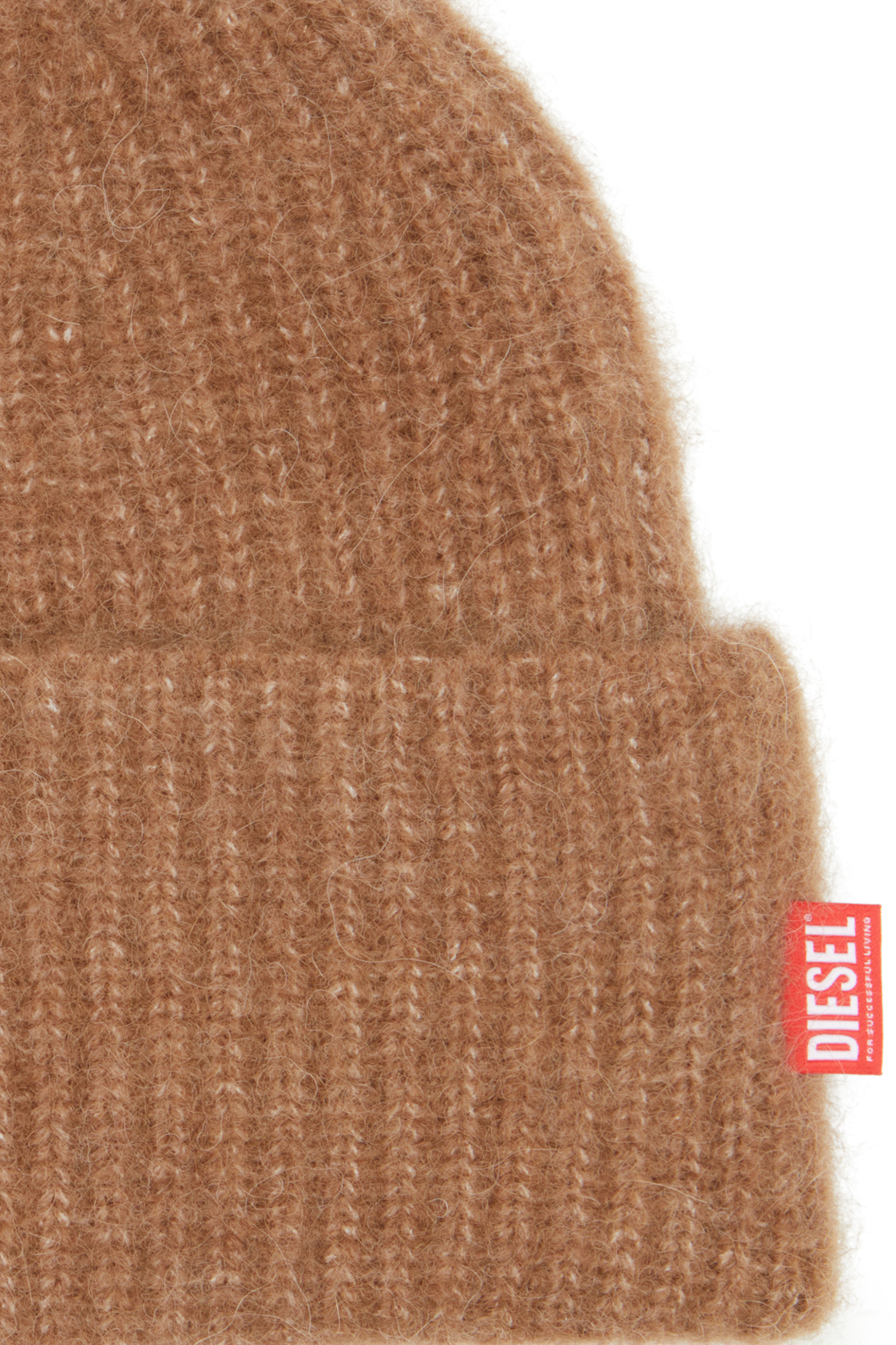 Diesel - K-LOLLO-HAT, Beanie in alpaca a costine Unisex in Marrone - 3