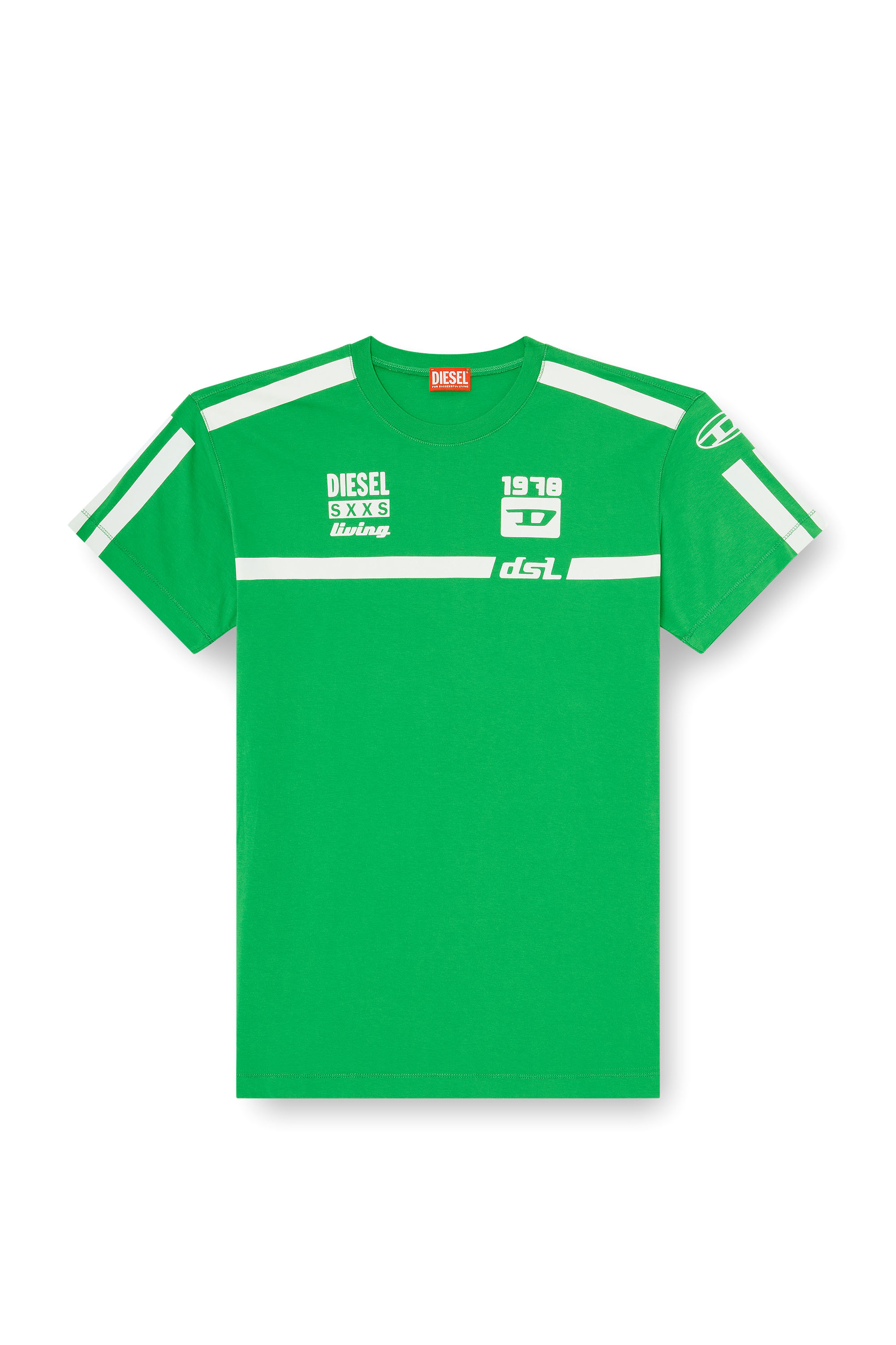 Diesel - T-NORM-V12, T-shirt in cotone con stampe Uomo in Verde - 2