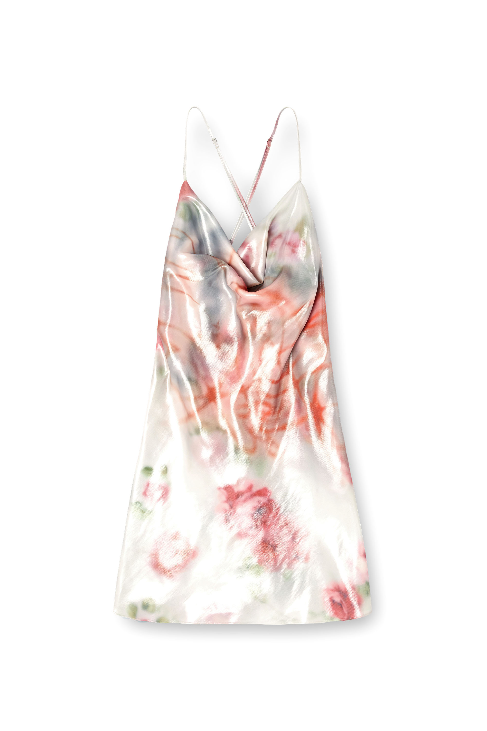 Diesel - D-EBRA-SHORT, Abito corto metallizzato con stampa rose Donna in Multicolor - 1