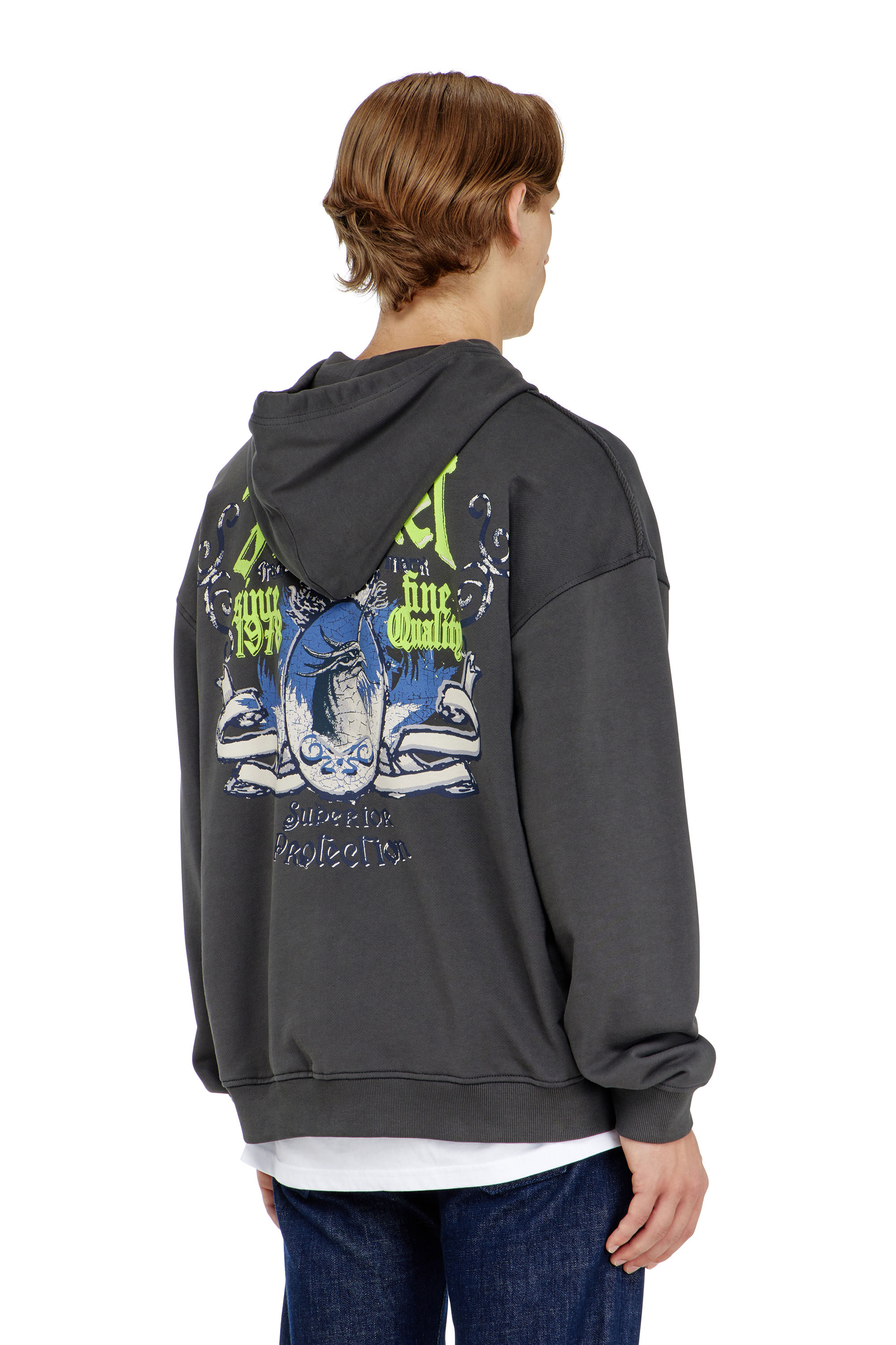 Diesel - S-BOXT-HOOD-AA2, Felpa in cotone con grafiche floccate Uomo in ToBeDefined - 4