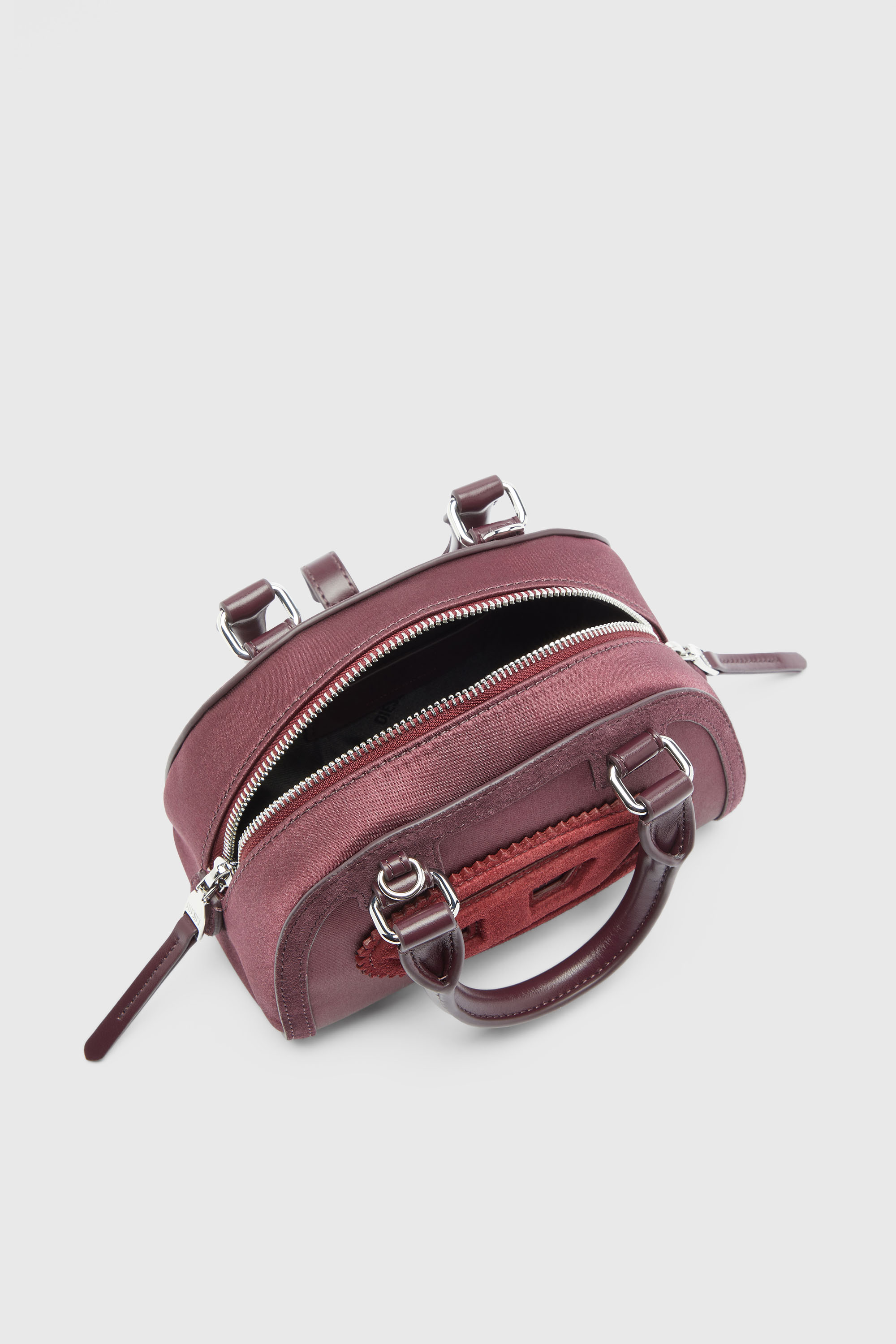 Diesel - 1DR DOME CROSSBODY, 1DR Dome - Borsa bowling piccola in raso e scamosciato Donna in Rosso - 5
