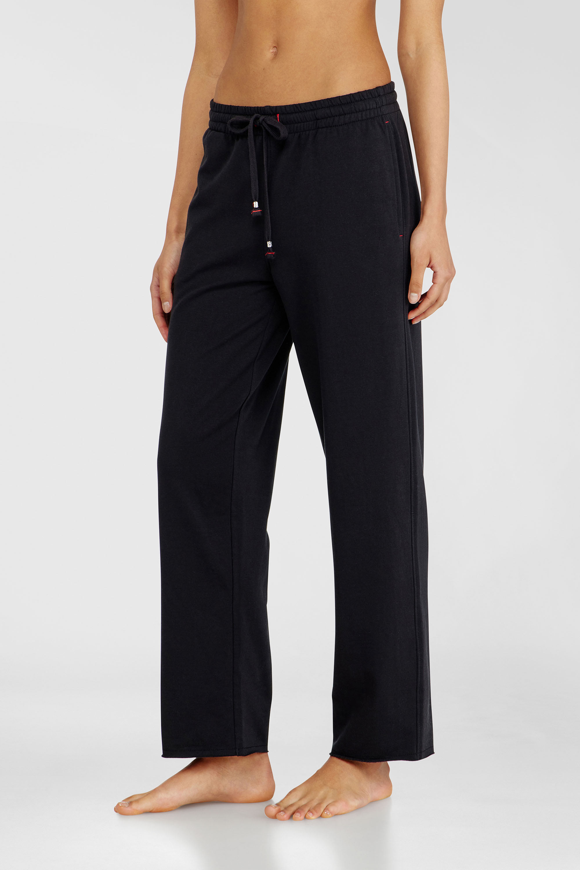 Diesel - INDRA-D-CORE, Pantaloni felpati smerigliati con orli vivi Donna in Nero - 1
