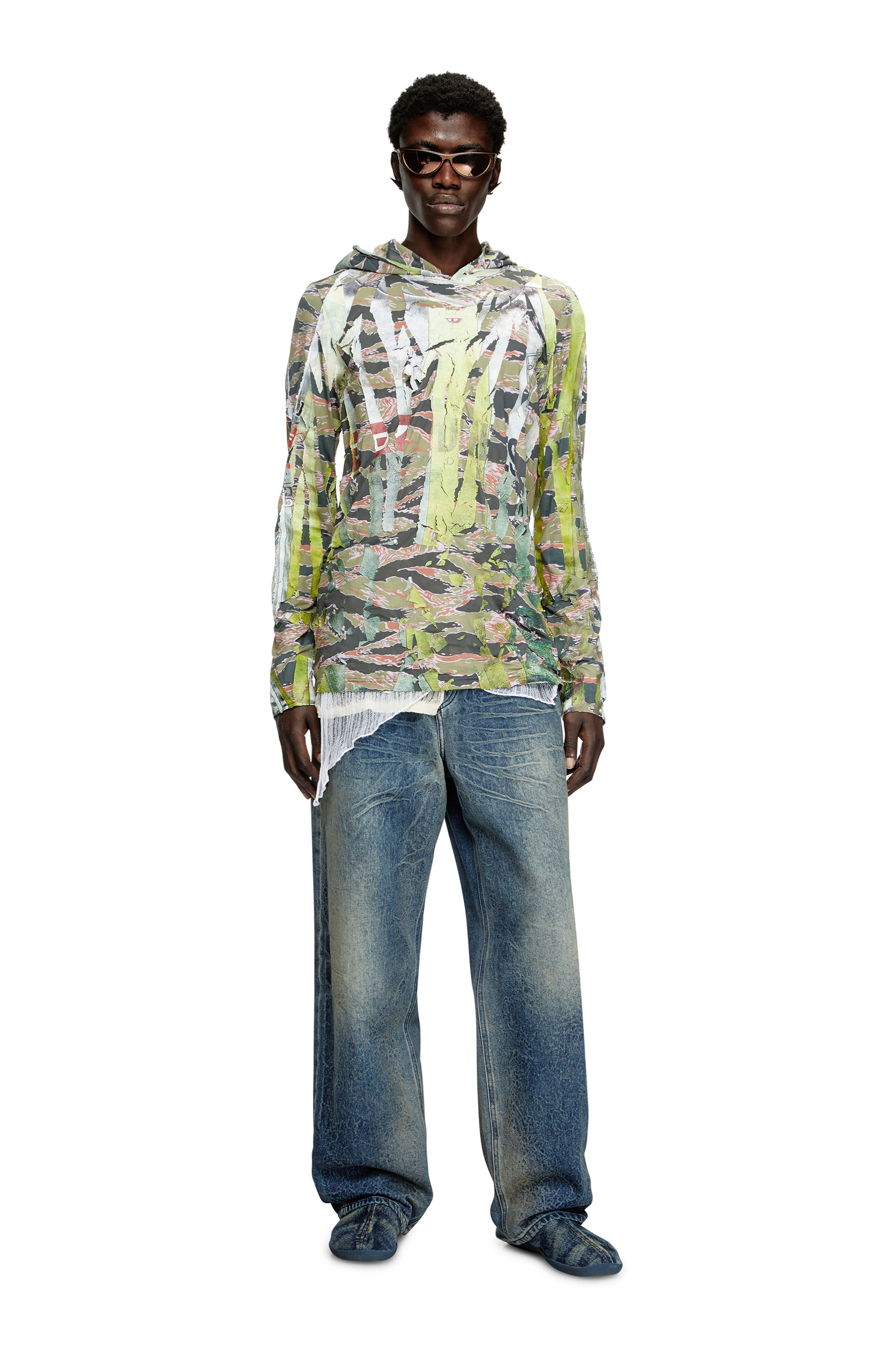 Diesel - T-GILLIS, Hoodie effetto camouflage spezzato Unisex in Multicolor - 2