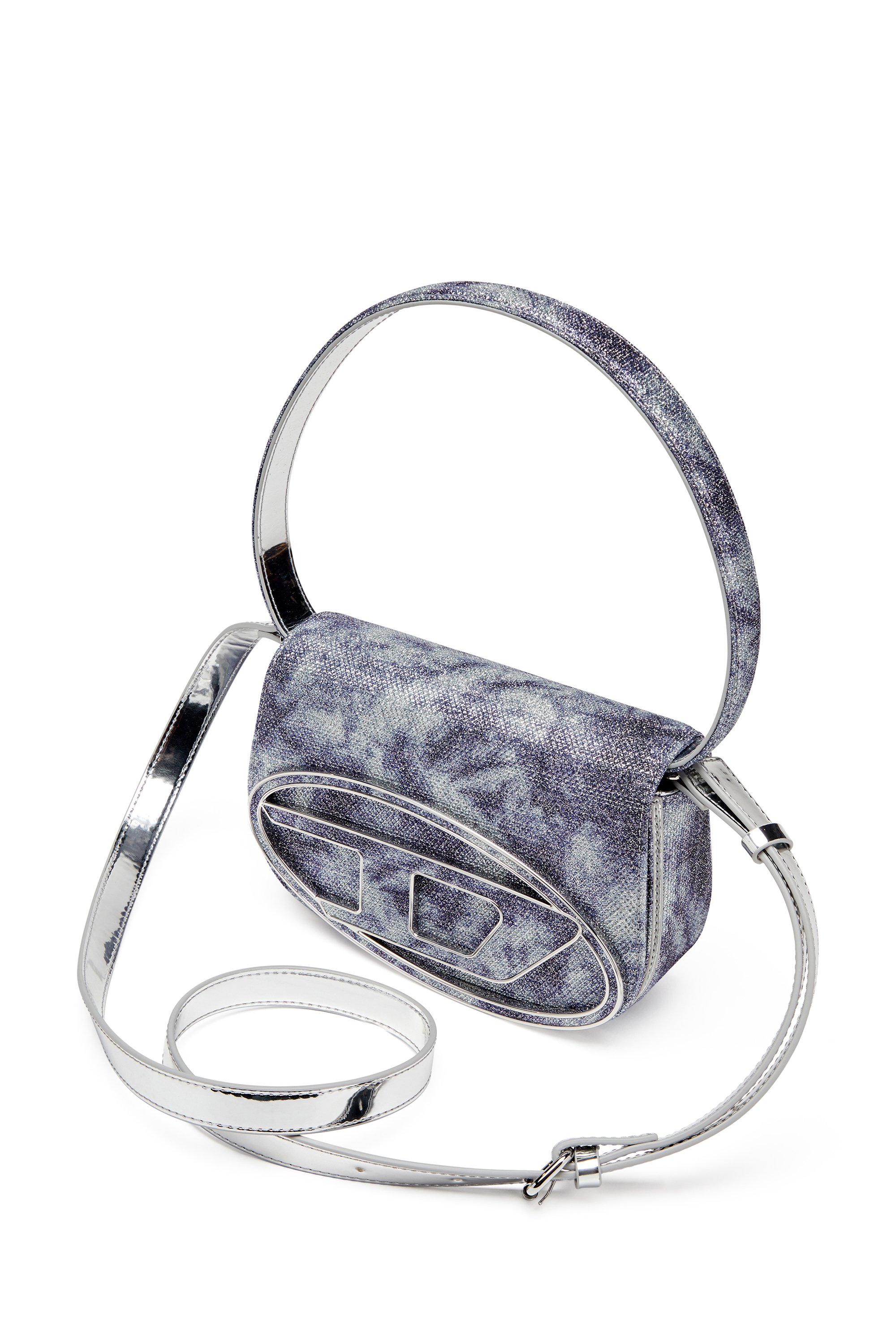 Diesel - 1DR, Iconica borsa a spalla in tessuto brillante Donna in Blu - 5