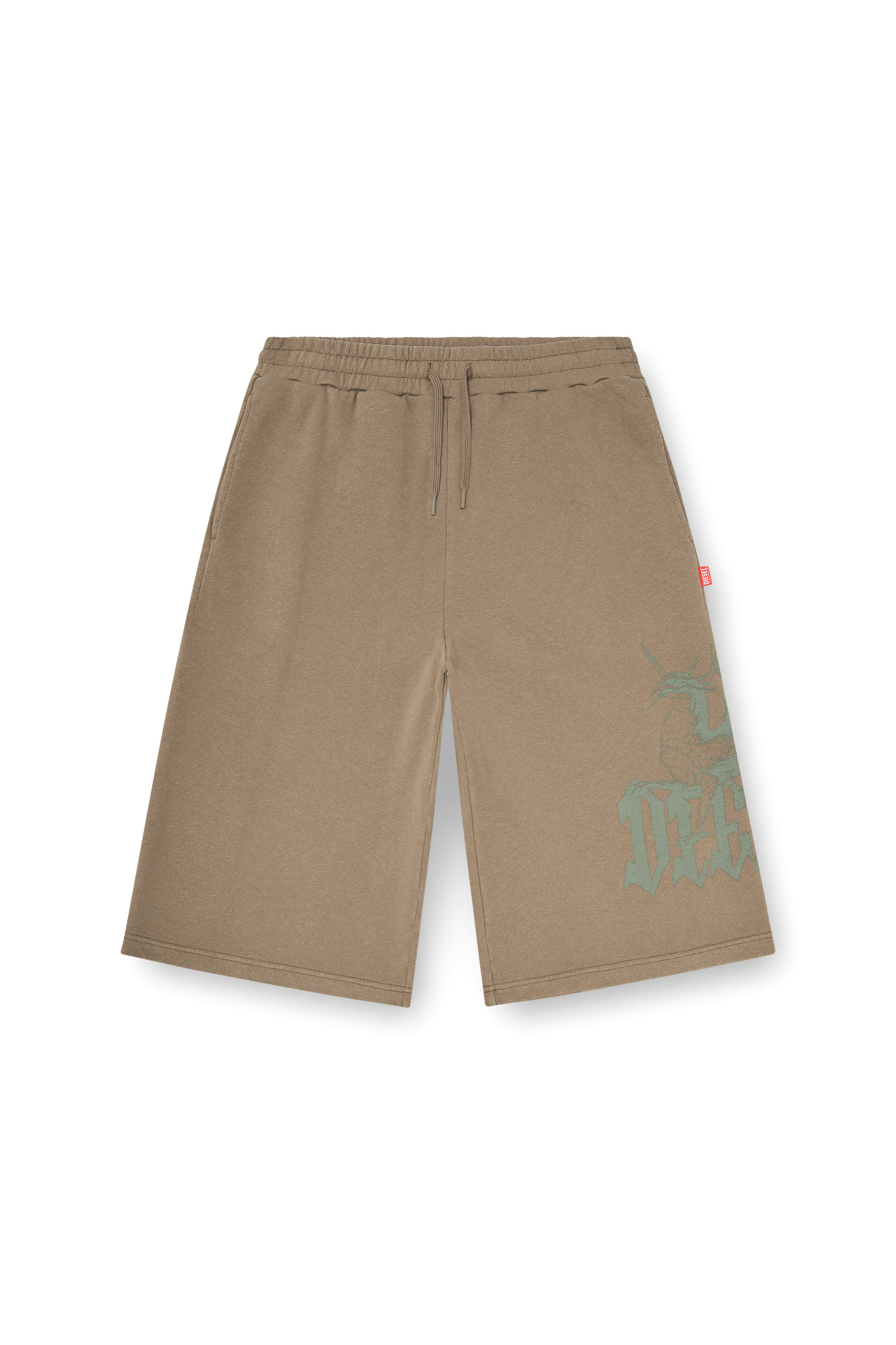 Diesel - P-FROM, Short bermuda in felpa con stampa Uomo in Beige - 3