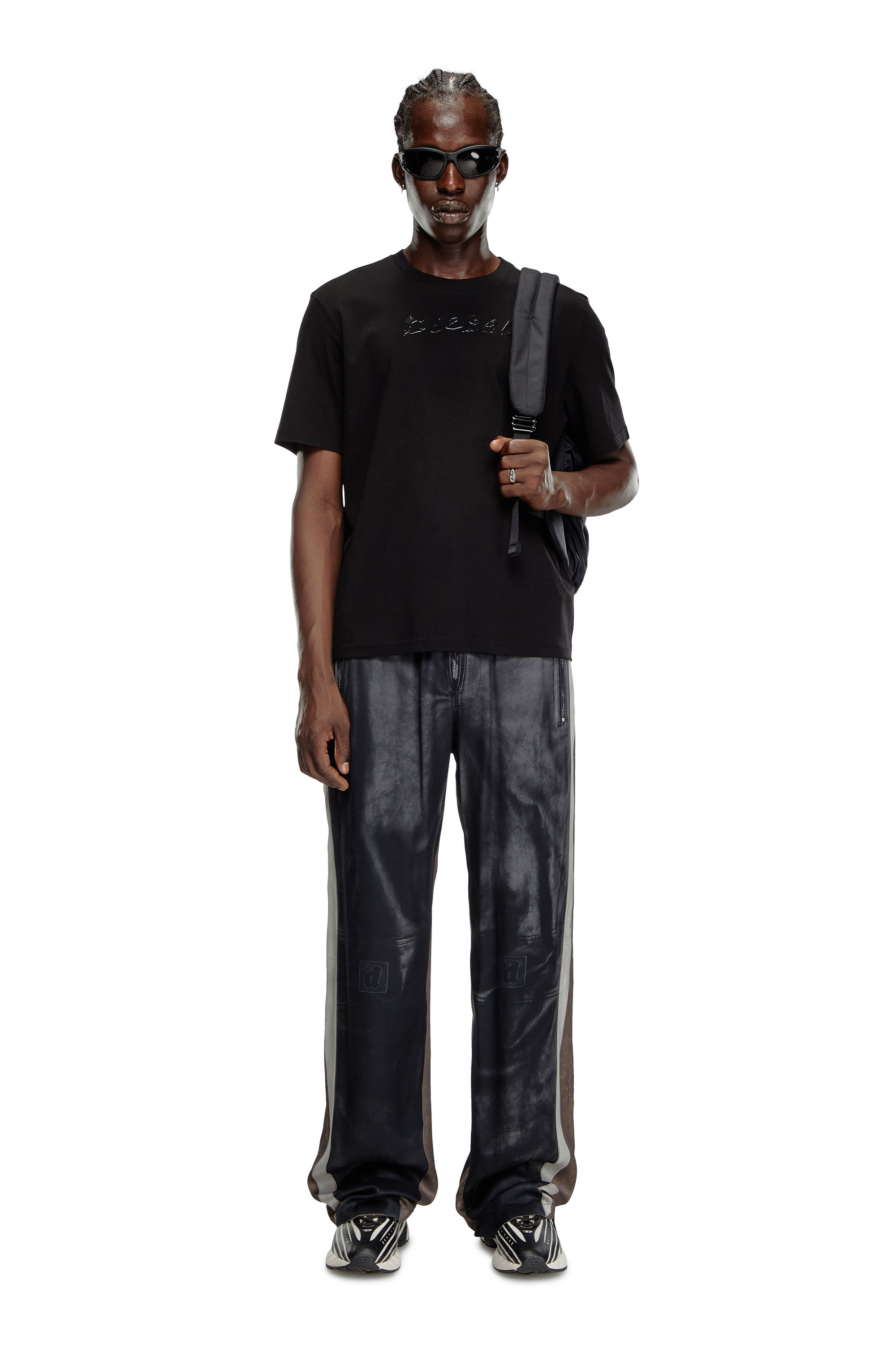 Diesel - T-MADJUST-K2, T-shirt in cotone mercerizzato con logo in tinta Uomo in Nero - 1