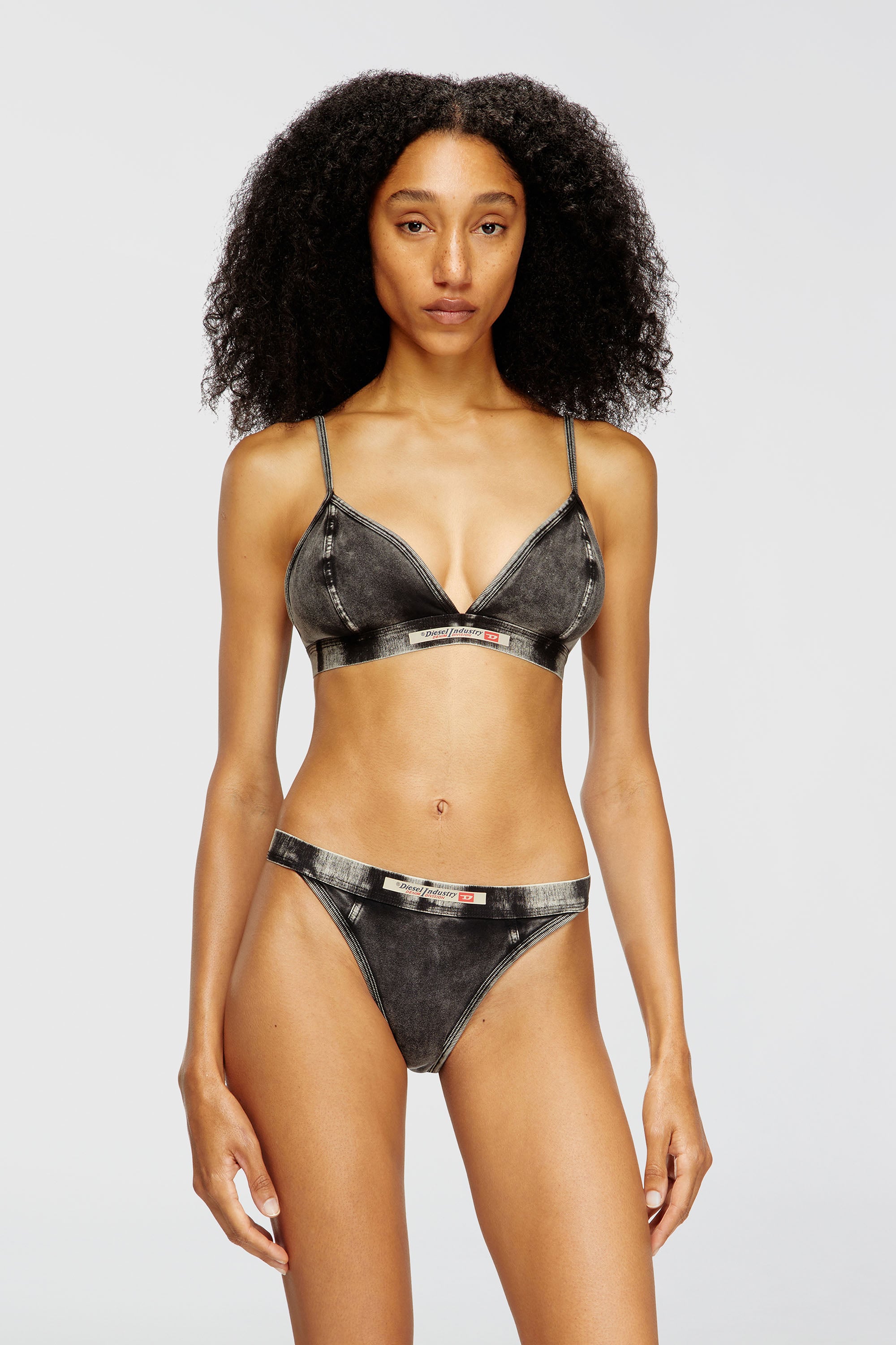 Diesel - SCILLA-DNM, Reggiseno a triangolo effetto denim Donna in Grigio - 1