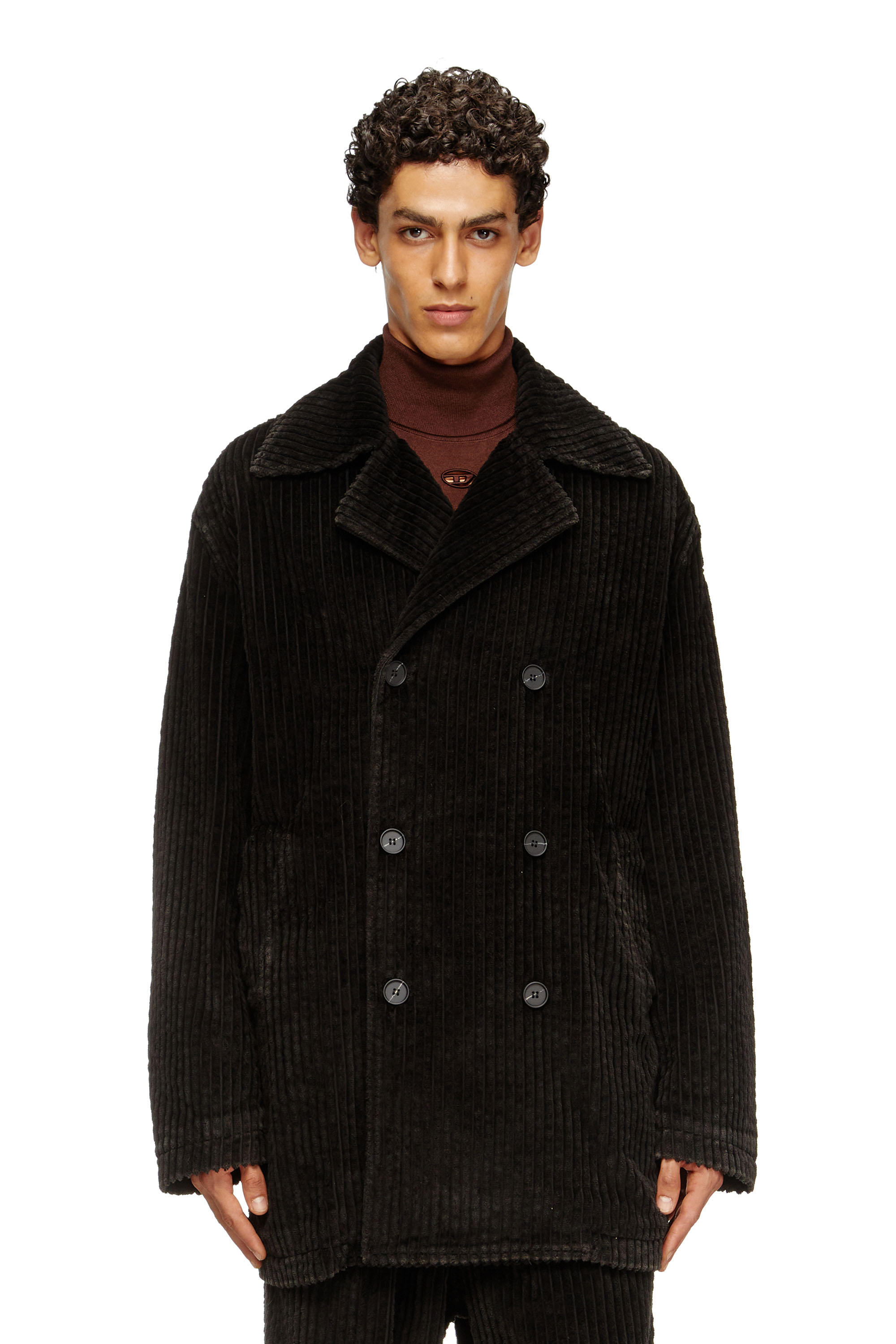 Diesel - W-OTIS, Peacoat in velluto a coste trattato Uomo in Marrone - 3