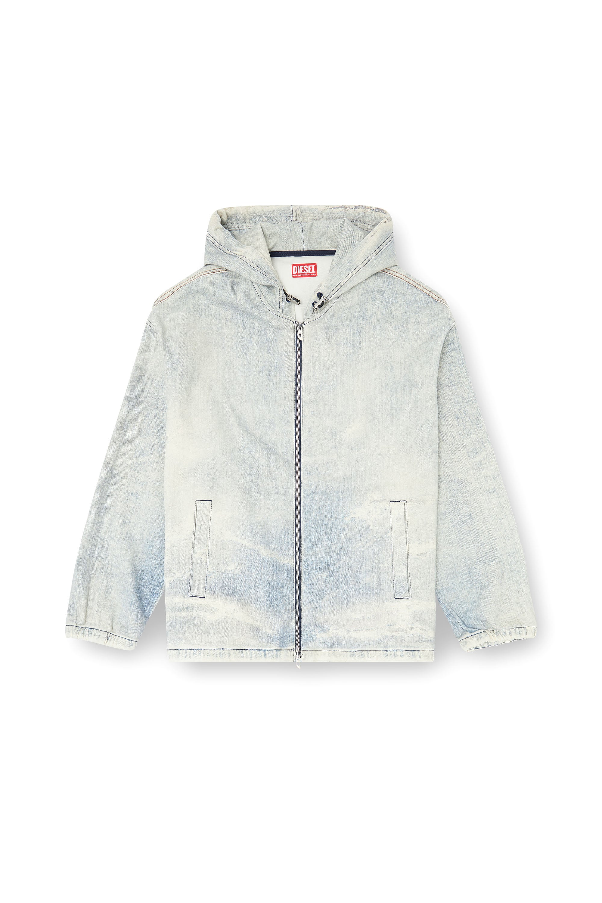Diesel - D-WYNNY JOGG, Giacca JoggJeans con cappuccio effetto trompe l&rsquo;oeil Uomo in Blu - 3