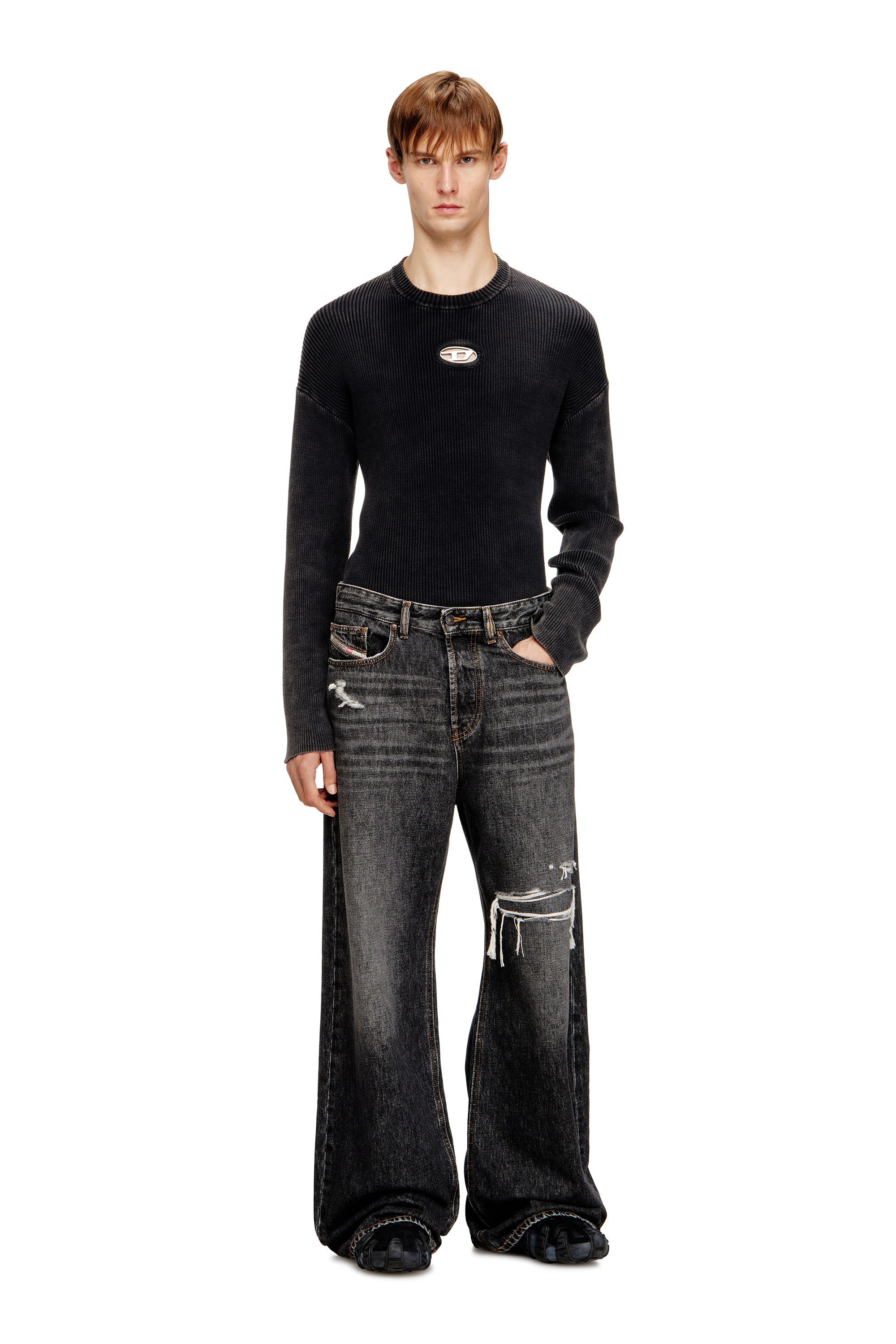 Diesel - Relaxed Jeans D-Rise 007DN Uomo, Nero/Grigio scuro - Image 2