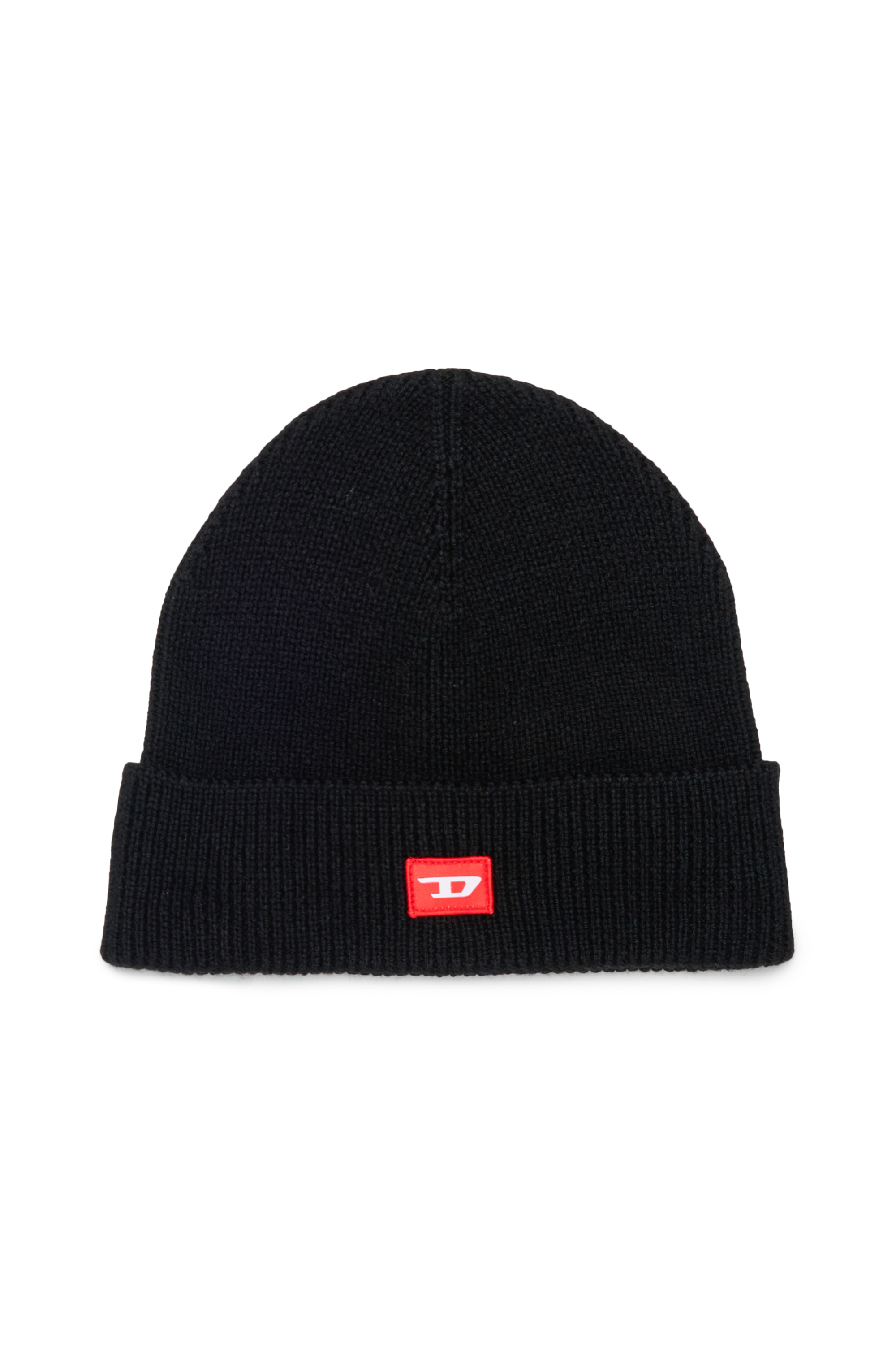 Diesel - FLOT, Berretto in misto lana con patch D logo Unisex in Nero - 1