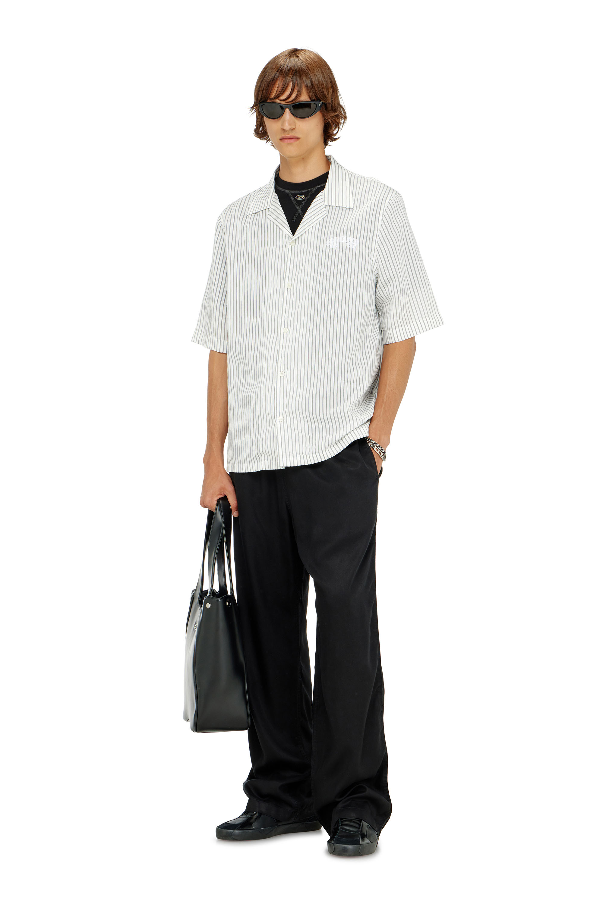 Diesel - P-DREYER-C, Pantaloni con coulisse in twill sfumato Uomo in Nero - 1
