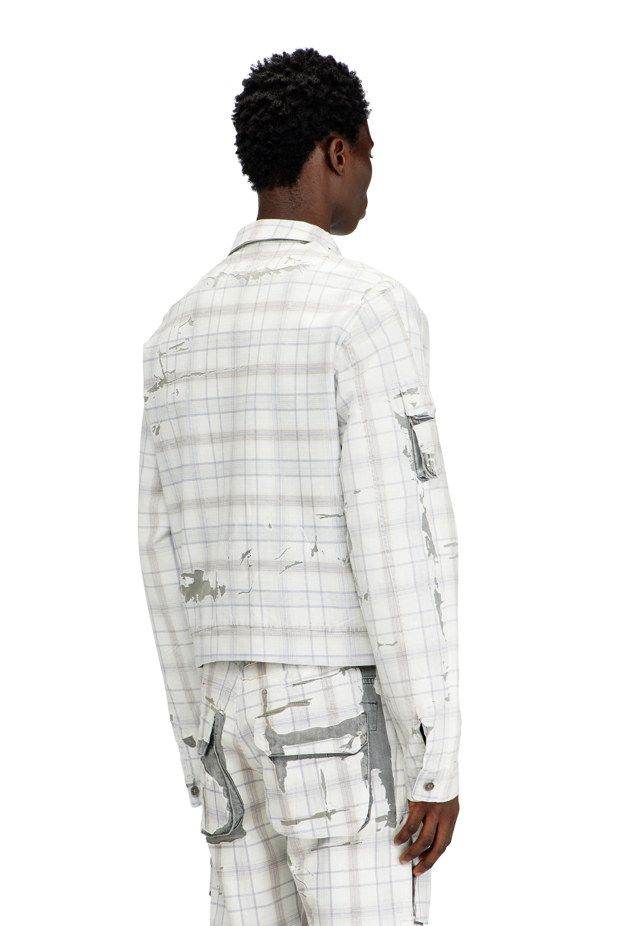 Diesel - D-VALEN-FSI1, Giacca denim con effetto peel-off Uomo in Grigio - 4